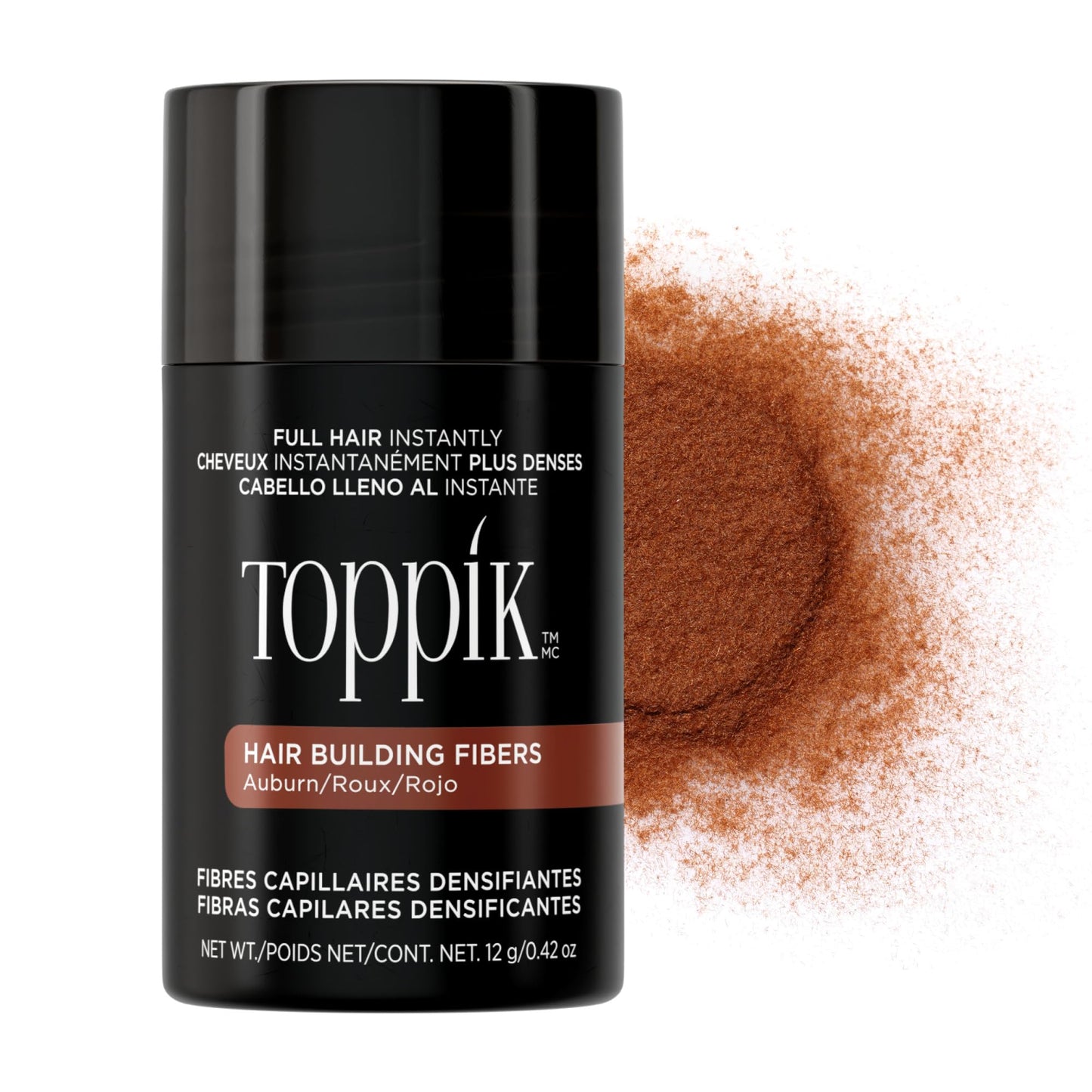 Toppik Hair Building Fibers, Auburn, 12g Fill In Fine or Thinning Hair, Instantly Thicker, Fuller Looking, 9 Shades for Men & Women, Keratin Protein Formula