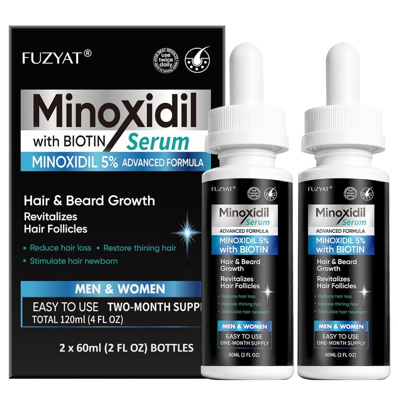 Minoxidil Hair Growth Treatment for Men & Women - Biotin & Castor Oil Enriched | 120ml Beard Growth Serum