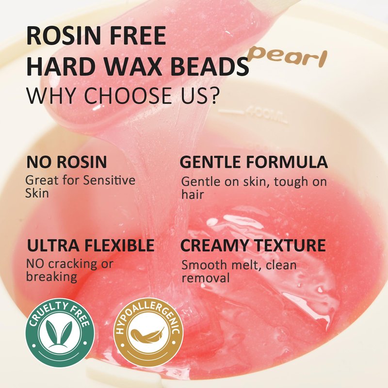 Maxpearl Rosin-Free Waxing Kit for Women Men - Sensitive Skin Friendly, Digital Wax Warmer with Silicone Pot, At Home Hair Removal Kit for Eyebrows, Brazilian, Underarms, Bikini & Full Body