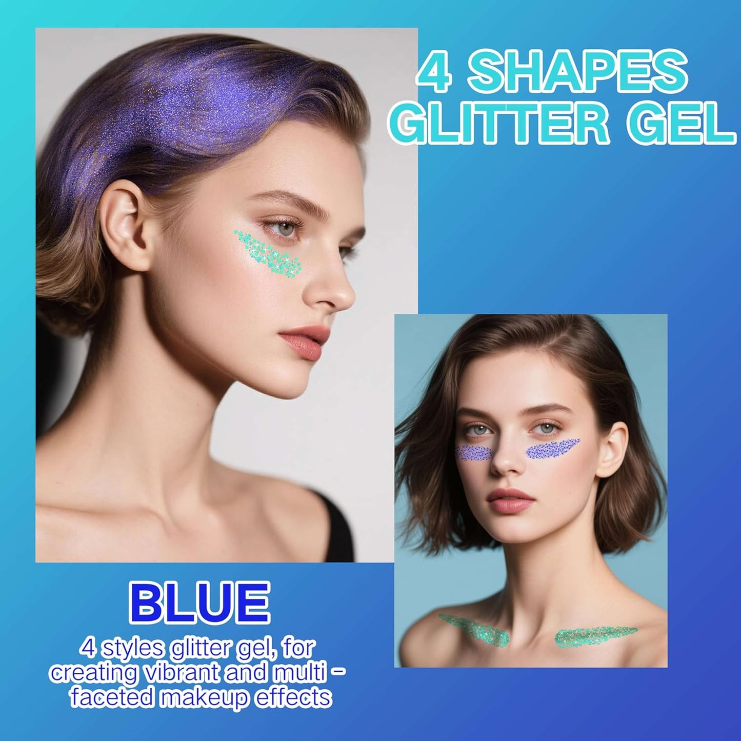 Blue Face Hair Glitter Gel - Holographic Patriotic Royal Blue Body Glitter for 4th of July | 40g