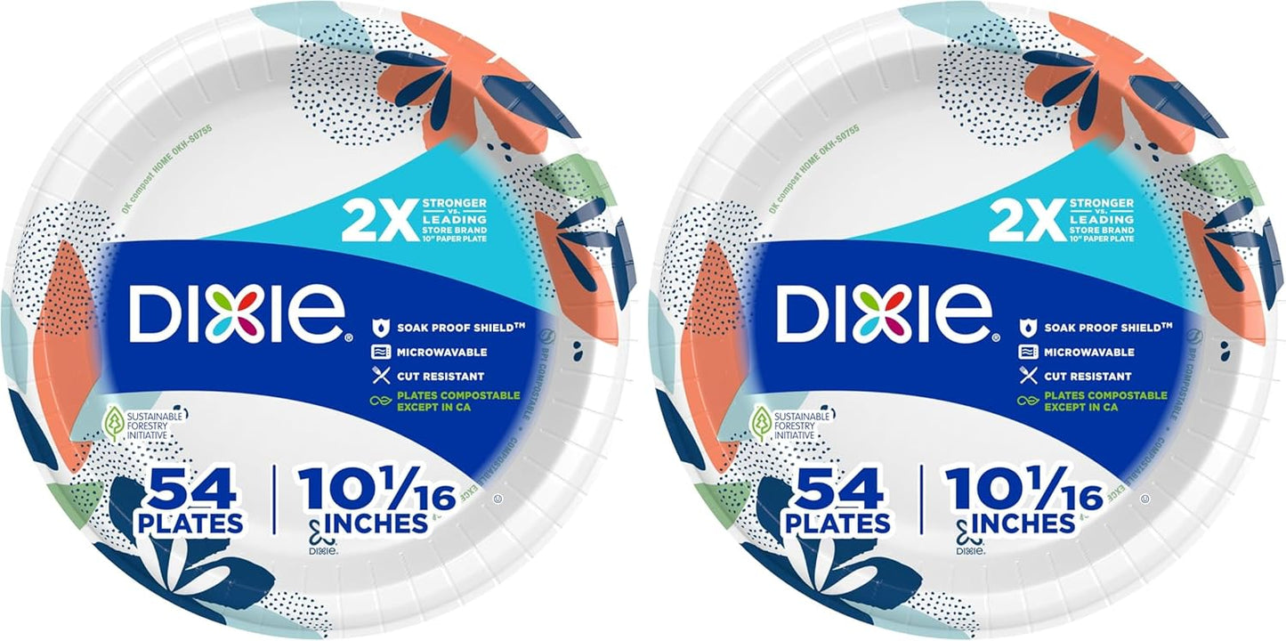 Dixie Paper Plates - Medium 8.5 Inch, 90 Count | Microwave-Safe, Soak-Proof & Cut Resistant Disposable Dinnerware