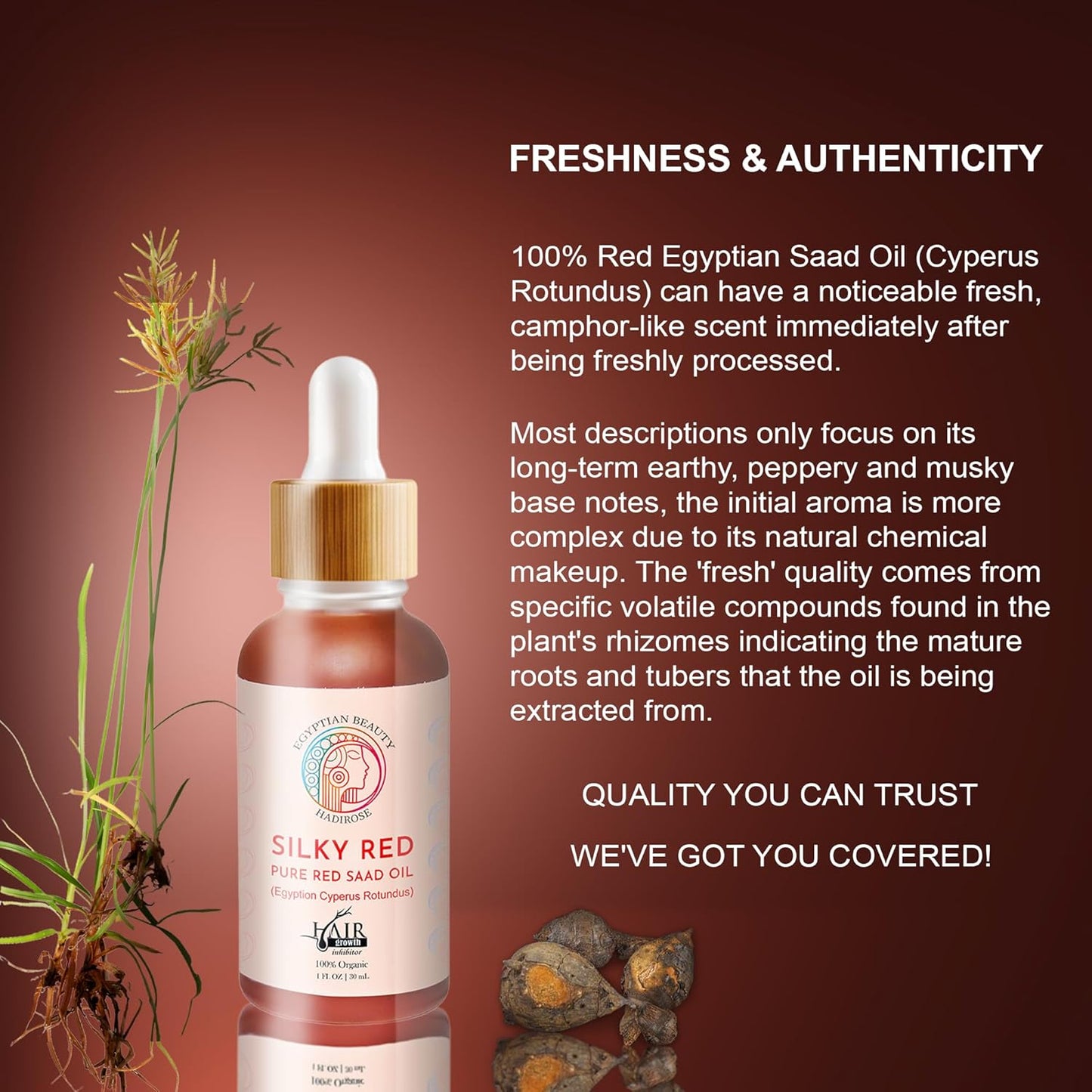 **Egyptian Cyperus Rotundus Hair Removal Oil - Pure Red Saad Concentrate | Post-Wax Skin Nourisher & Hair Growth Inhibitor**