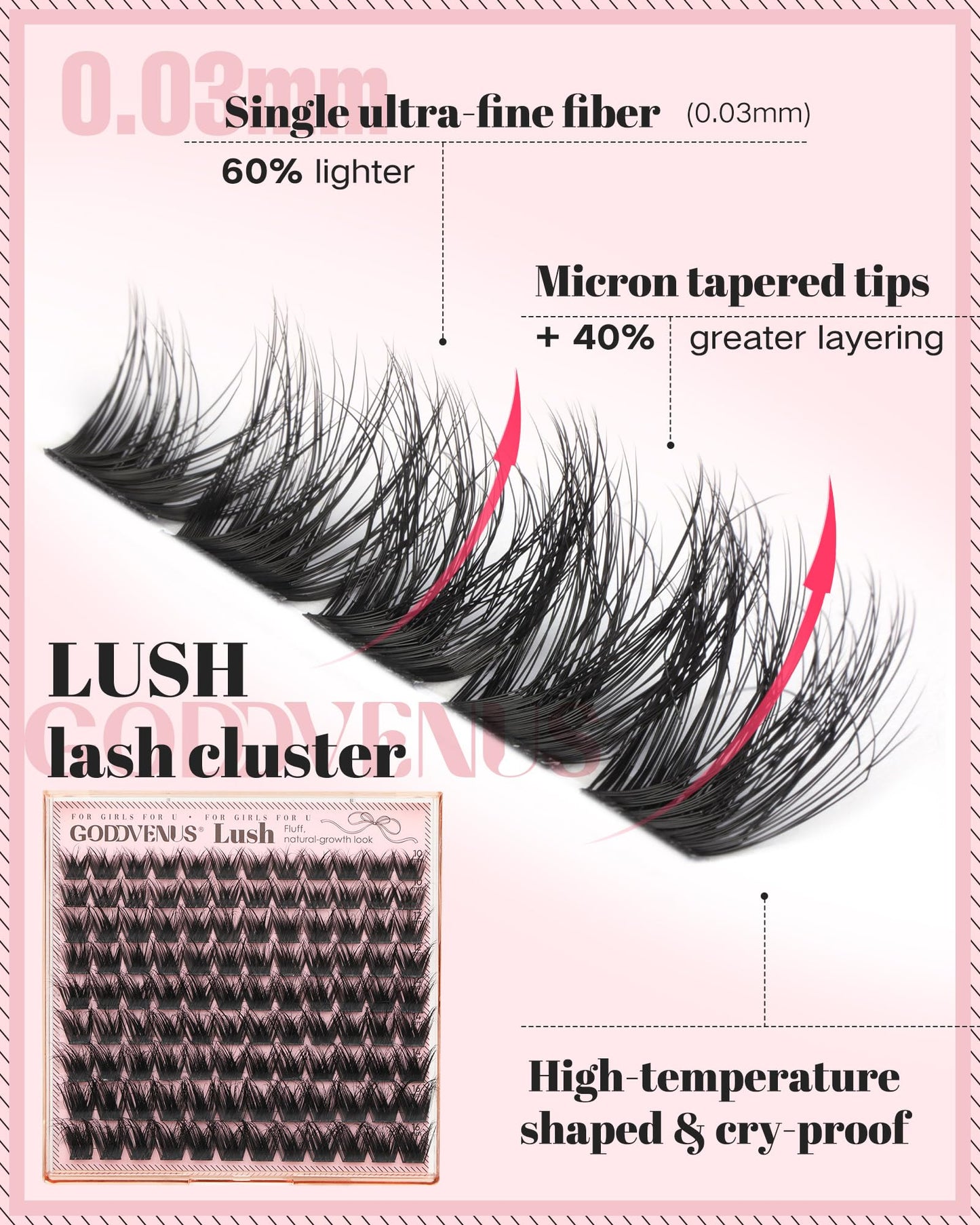 Goddvenus Fluffy Eye Lash Clusters Wispy Eyelash Clusters, D Curl Cluster Eyelash Extensions Natural Look Individual Lashes, 10-16mm False Eyelashes for DIY Lash Extensions