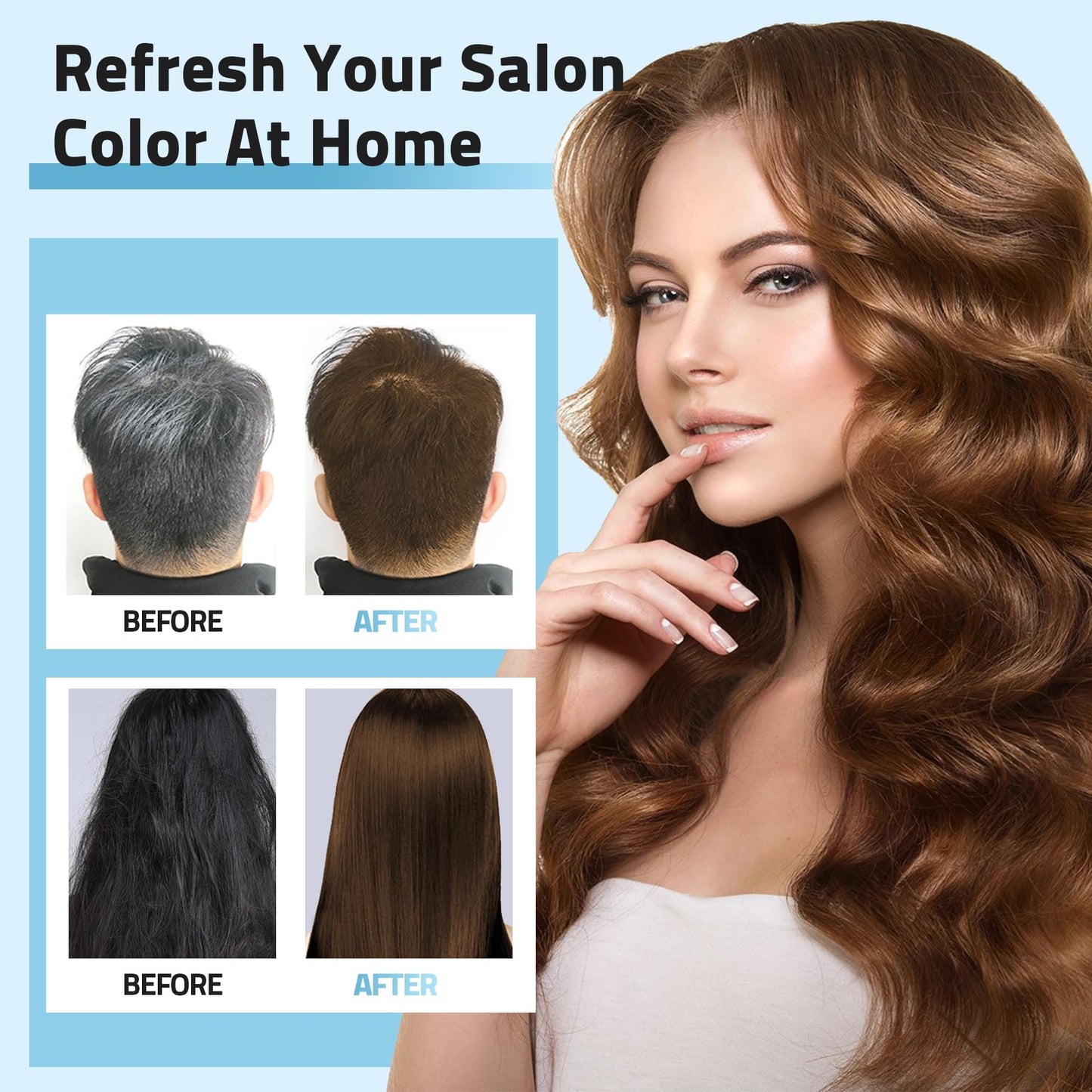 Mihkiom Brown Hair Dye Shampoo 3 in 1 for Women & Men, Hair Color Shampoo Refresh Hair Only 20 Mins - Natural Plant - Champu Para Pintar el Pelo