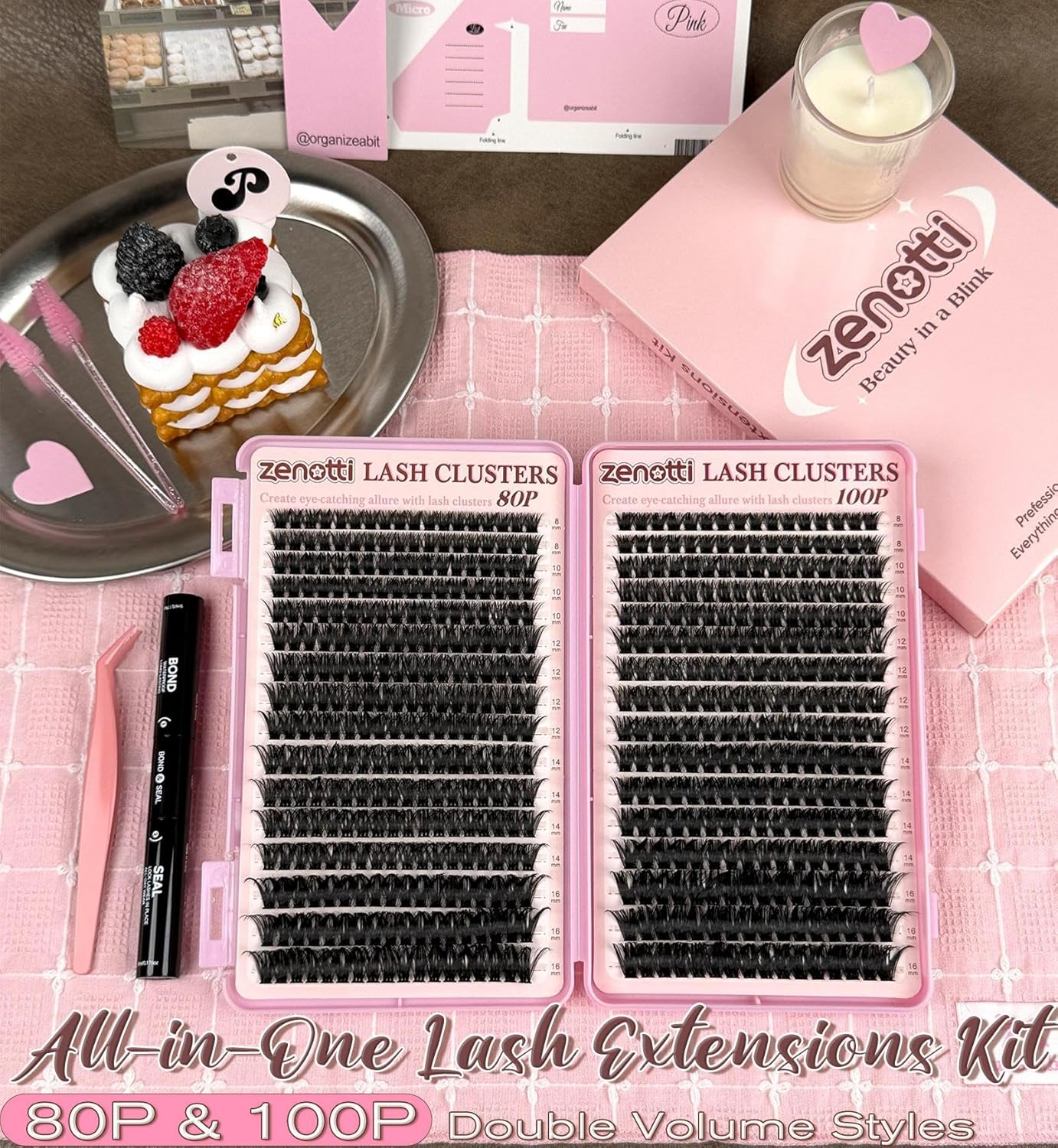 Lash Clusters Kit - Fluffy 80D & 100D Wispy Eyelash Extensions | 544PCS, DIY Individual Lashes 8-16mm