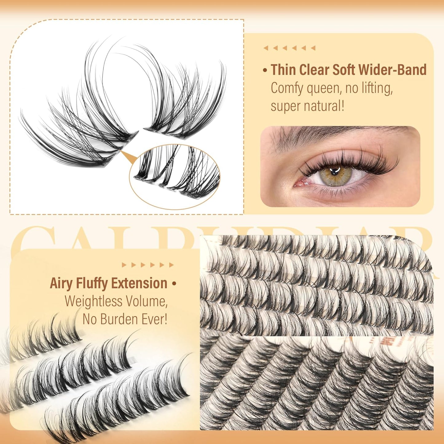 Spider Lashes Clusters - Natural Fluffy Eyelash Extensions | DD Curl Wispy Individual Lashes 10-16mm