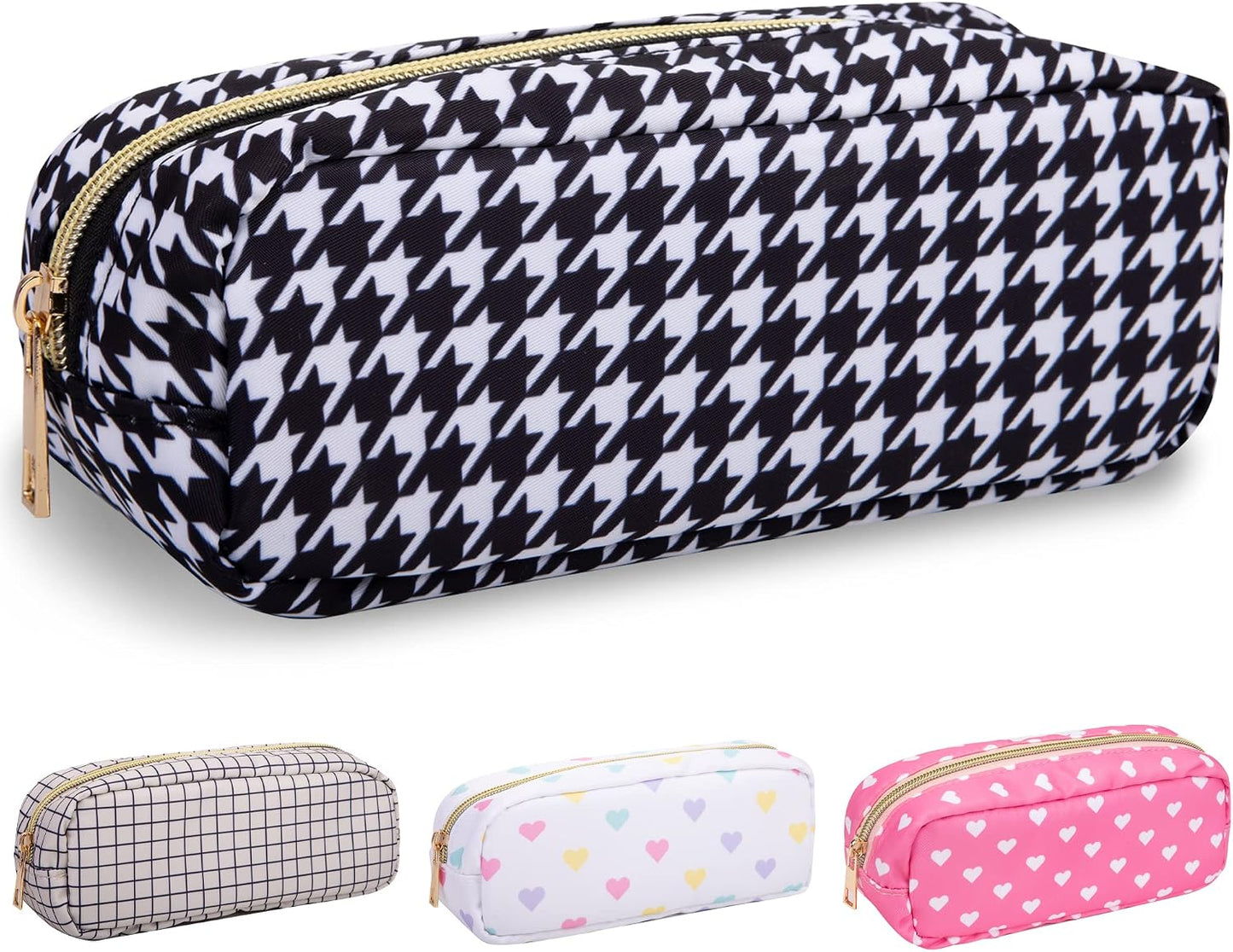 Floral Makeup Bag - Cute Pink Nylon Zipper Pouch for Travel | Waterproof Cosmetic Organizer for Women