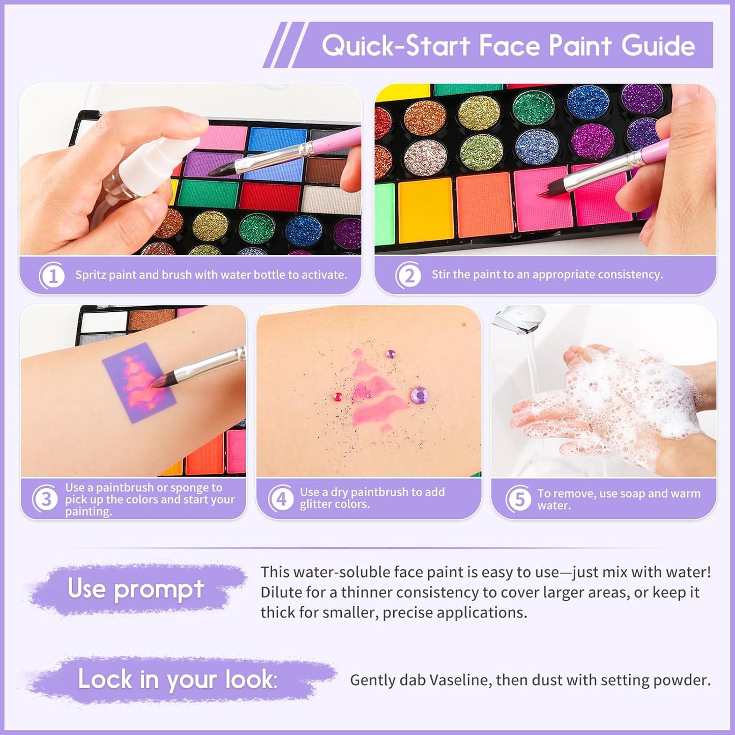 42 Color Face Painting Kit - Non-Toxic Water Activated Paint Set with Stencils & Brushes | Perfect for Halloween, Parties & Festivals