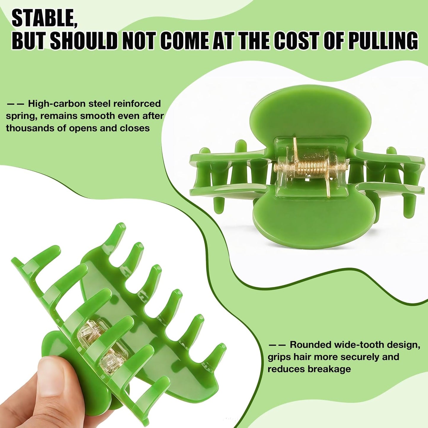 Hair Claw Clips for Thick Hair - Tortoise Shell Large Green Celluloid Butterfly Clips | Strong Hold for Women
