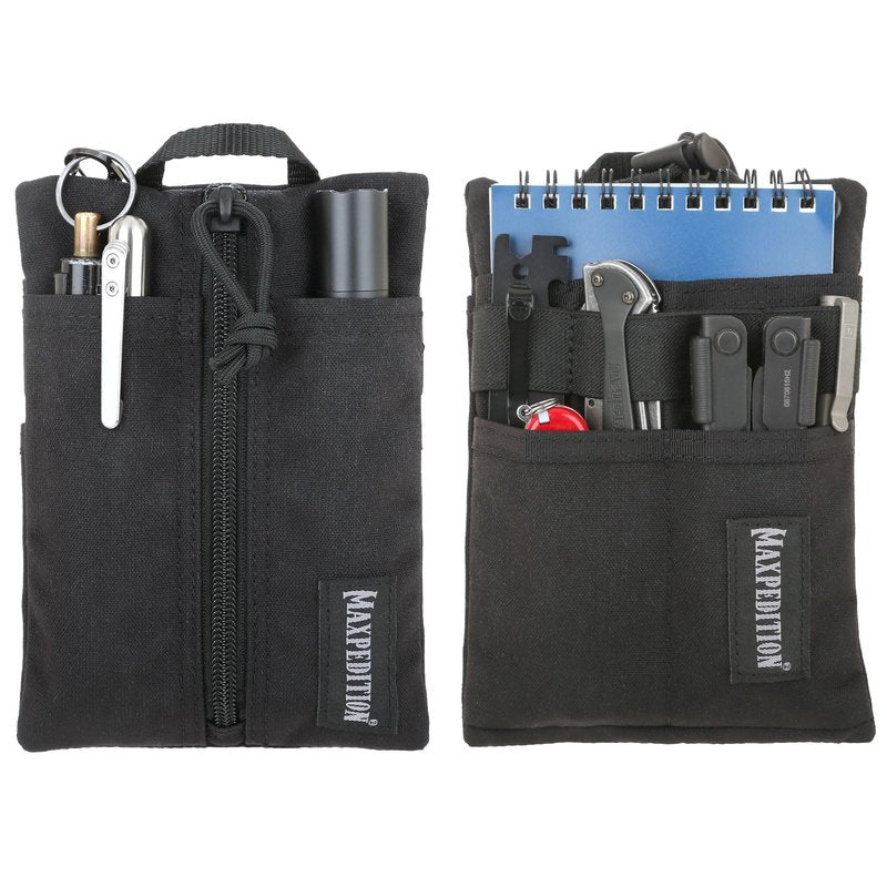MAXPEDITION Platy Pocket Organizer, Durable EDC Tool Pouch for Men, Neck Wallet with Paracord Lanyard, Holds Flashlight, Multitool, Pen, Notebook (Black, 5" x 7")