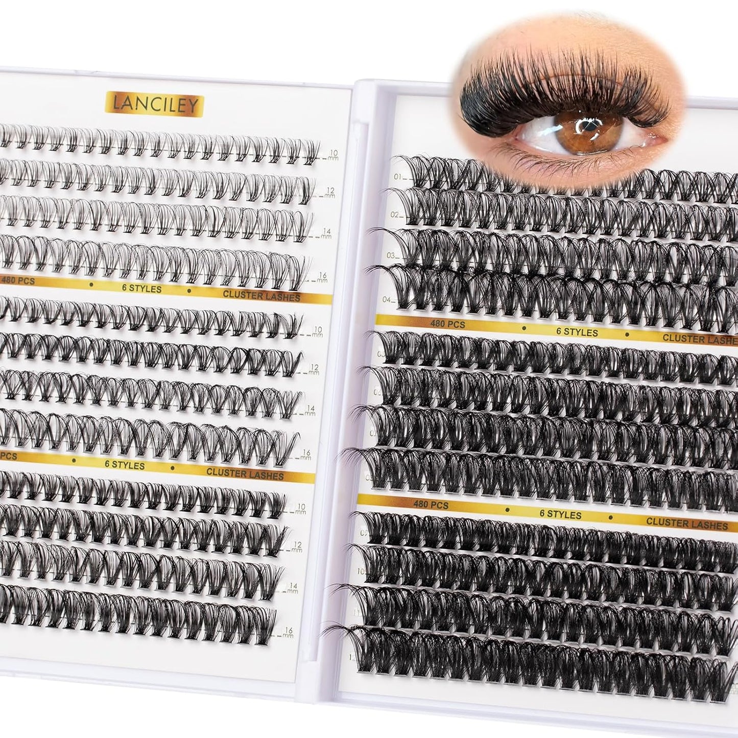 Eyelash Clusters Kit - 80D & 100D Thick Volume Lashes | 10-18mm DIY Individual Extensions with Bond & Seal