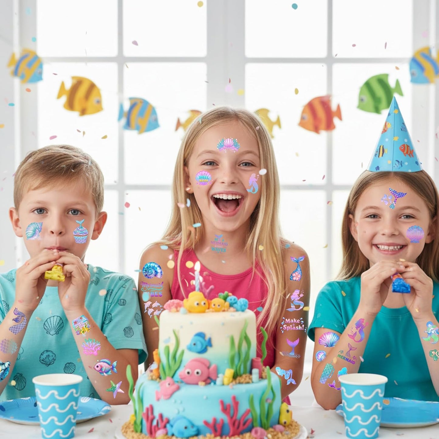 Mermaid Temporary Tattoos - Under The Sea Party Decorations & Favors for Kids | Fun Gift Idea