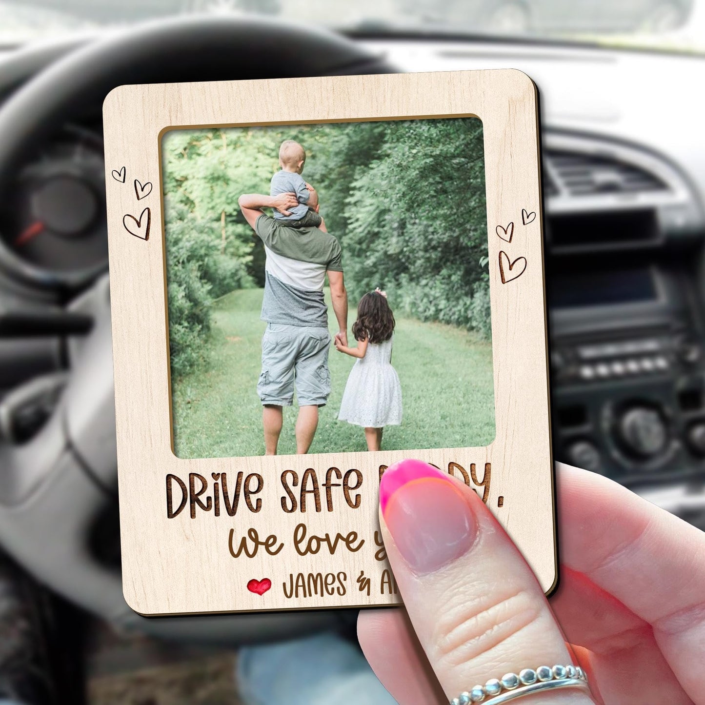 UrbanNEST Personalized Drive Safe Daddy Visor Clip, Custom Kids Photo Car Visor Clip, Custom Baby Face Gift For Dad, New Grandpa Gifts, Father's Day Dad Gift 3