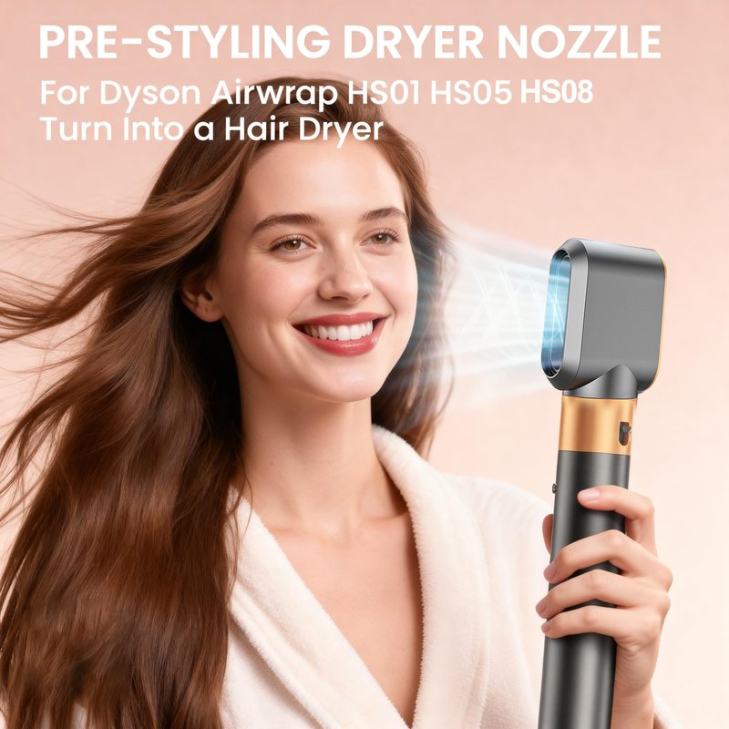 Pre-Styling Dryer Nozzle Attachment for Dyso.n Airwrap -HS01 HS05 HS08 Replacement Concentrator for Smooth Blowouts, Frizz Control & Precision Styling,Nickel/Copper