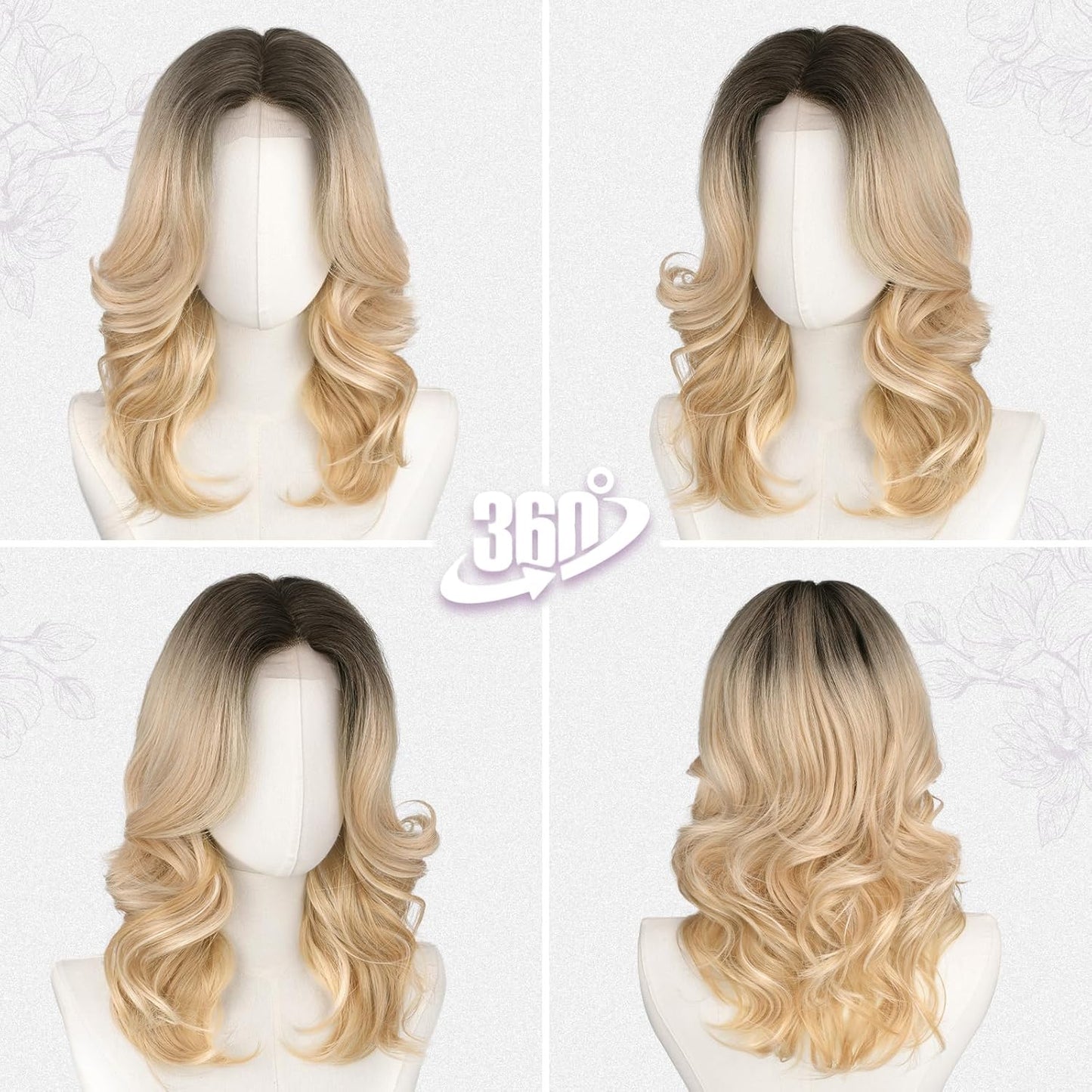 Short Wavy Layered Blonde Ombre Wig - Shoulder Length Body Wave with Face-Framing Bangs | Soft Synthetic Hair for Daily Wear