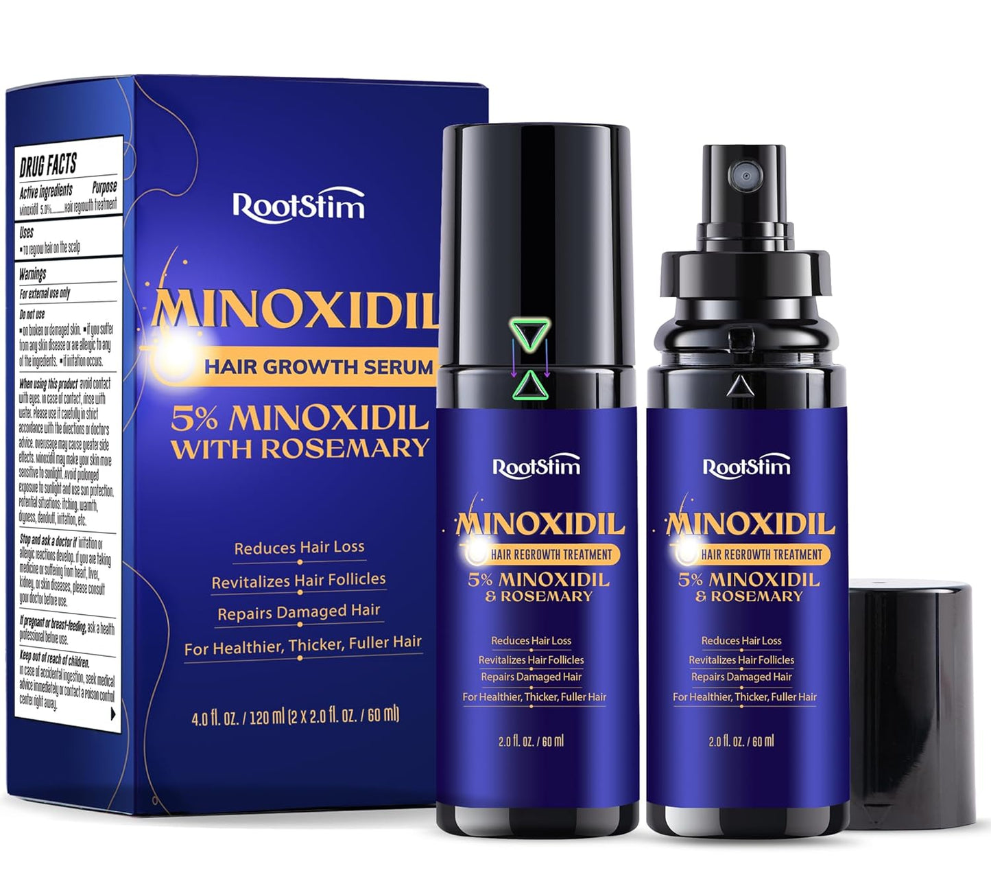 Minoxidil Hair Growth Treatment for Men & Women - Extra Strength 3-Pack with Rosemary for Thinning Hair Regrowth | 180 ML