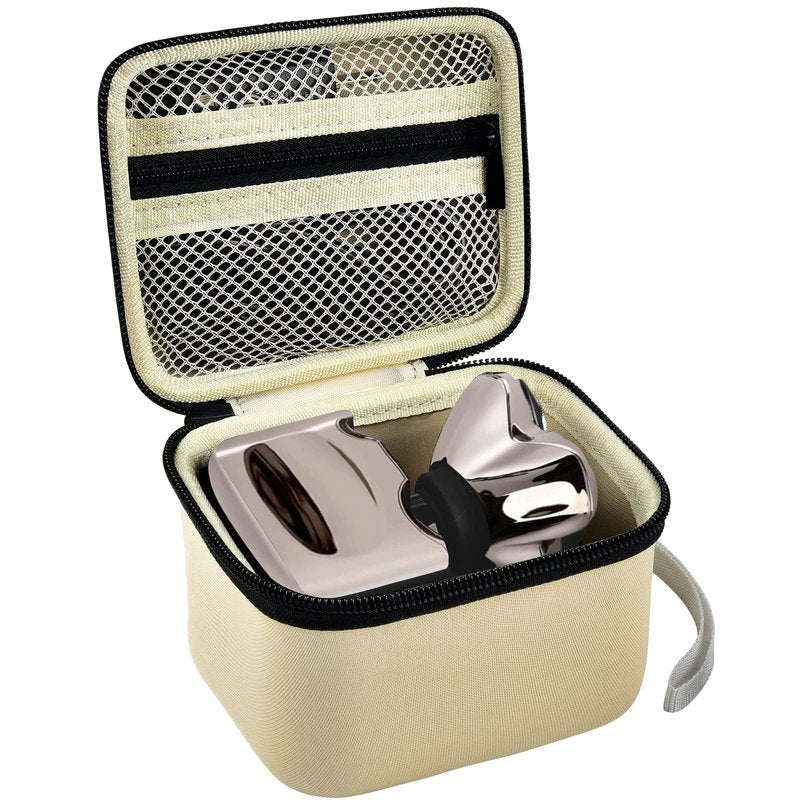 Case for Skull Shaver Electric Pitbull Pro Razor, Hard Travel Rotary Men Head Shavers Beard Trimmer Storage Carrying Box with Zipper Mesh Pocket for Men's Gold Pro Mustache Grooming Kit, Beige-Only