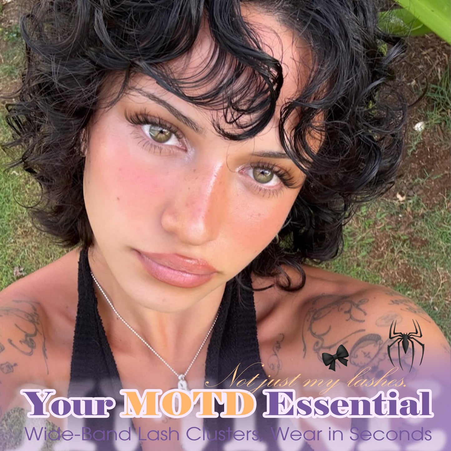 Spider Breeze Lash Clusters Wispy Eyelash Clusters CC Curly Natural Lashes Clusters Fluffy Cluster Eyelash Extensions Natural Look 8-14MM Short Cluster Lashes for Clean Baddie Makeup Look by JIMIRE