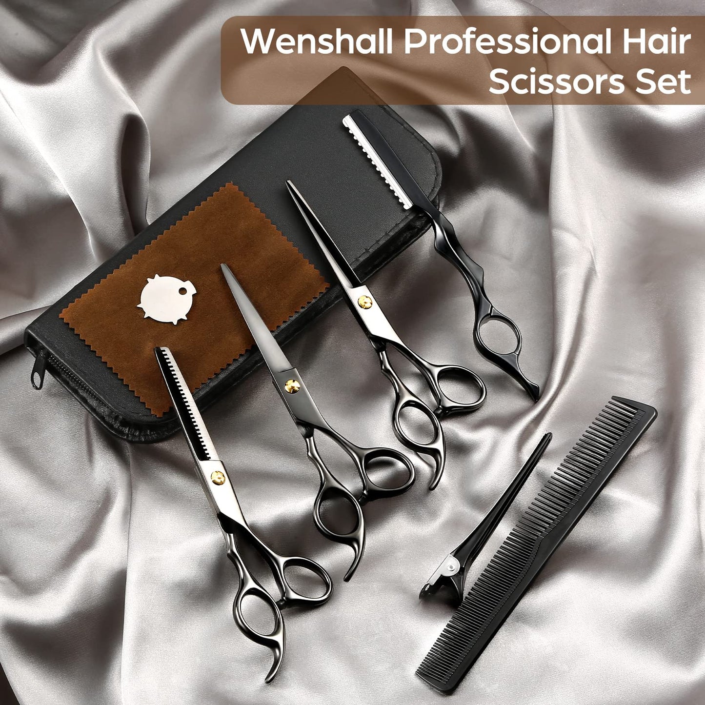 Wenshall Hair Cutting Scissors Professional 6.89 inch Barber Scissors Multifunctional Salon Thinning Scissors Straight Shears Tools for Mother Father Friends' Christmas Gift