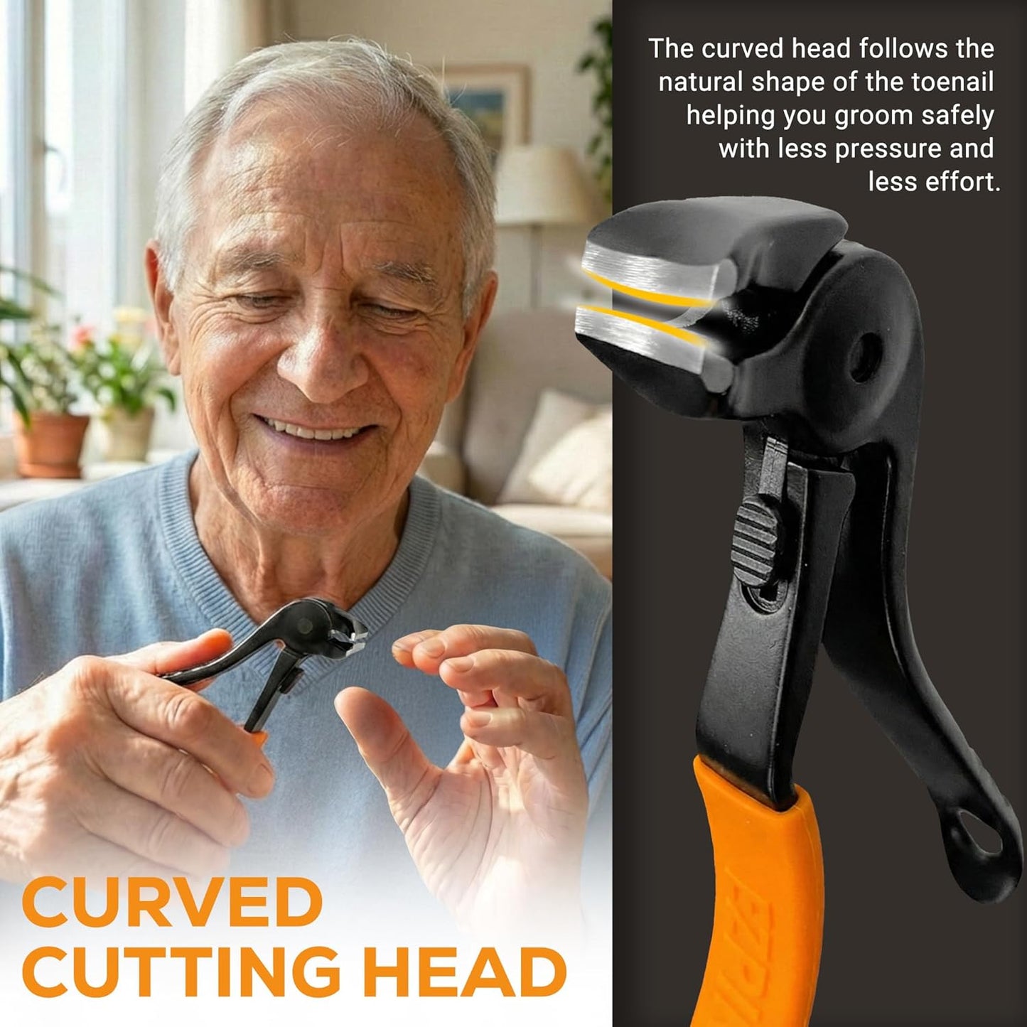 Thick Toenail Clippers for Seniors - Ergonomic Nail Cutter with 4.8” Long Handle & Stainless Steel Blades | Ideal for Weak & Arthritic Hands