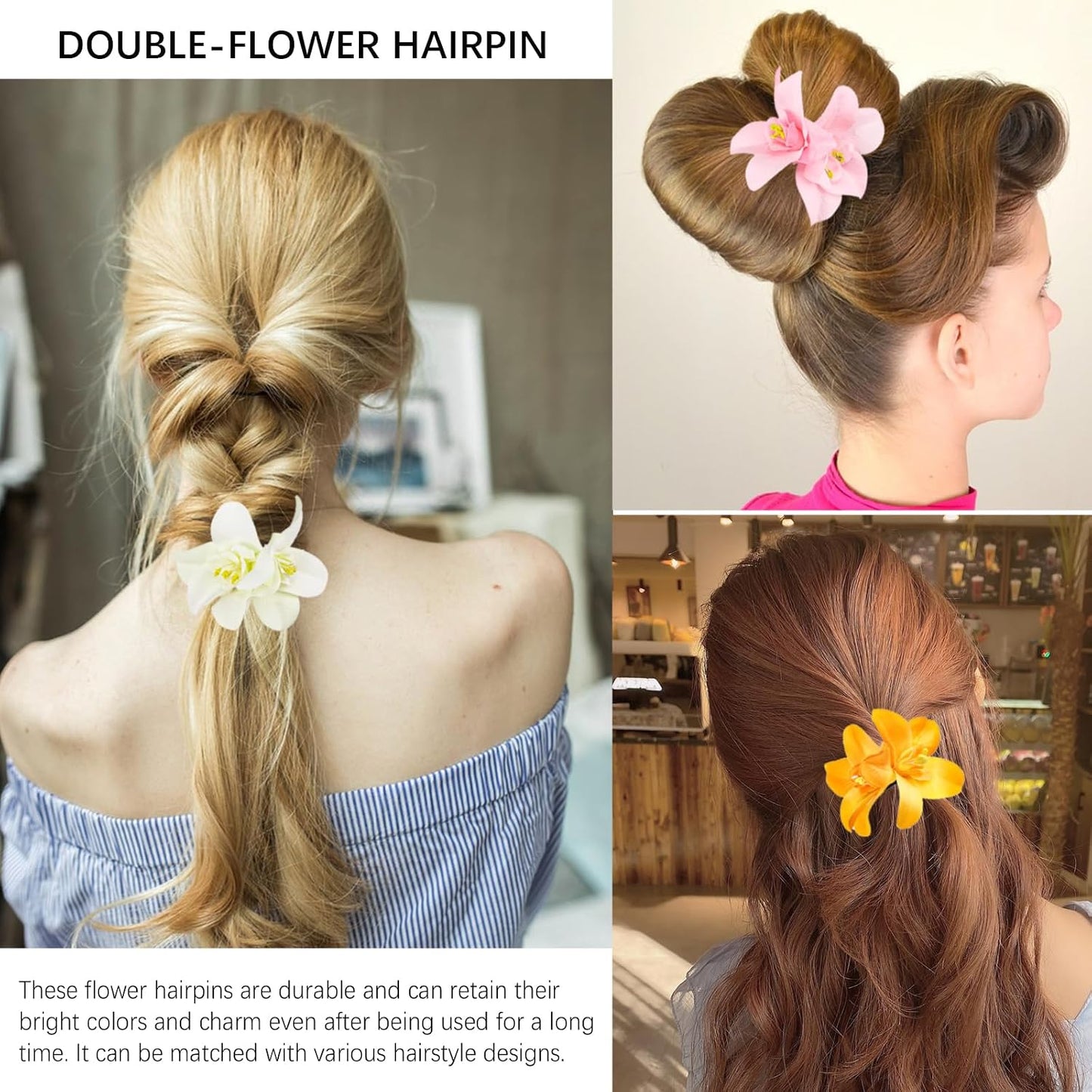 Hawaiian Artificial Flower Hair Clip - Tropical Floral Headdress Pins for Women | 5 Vibrant Colors