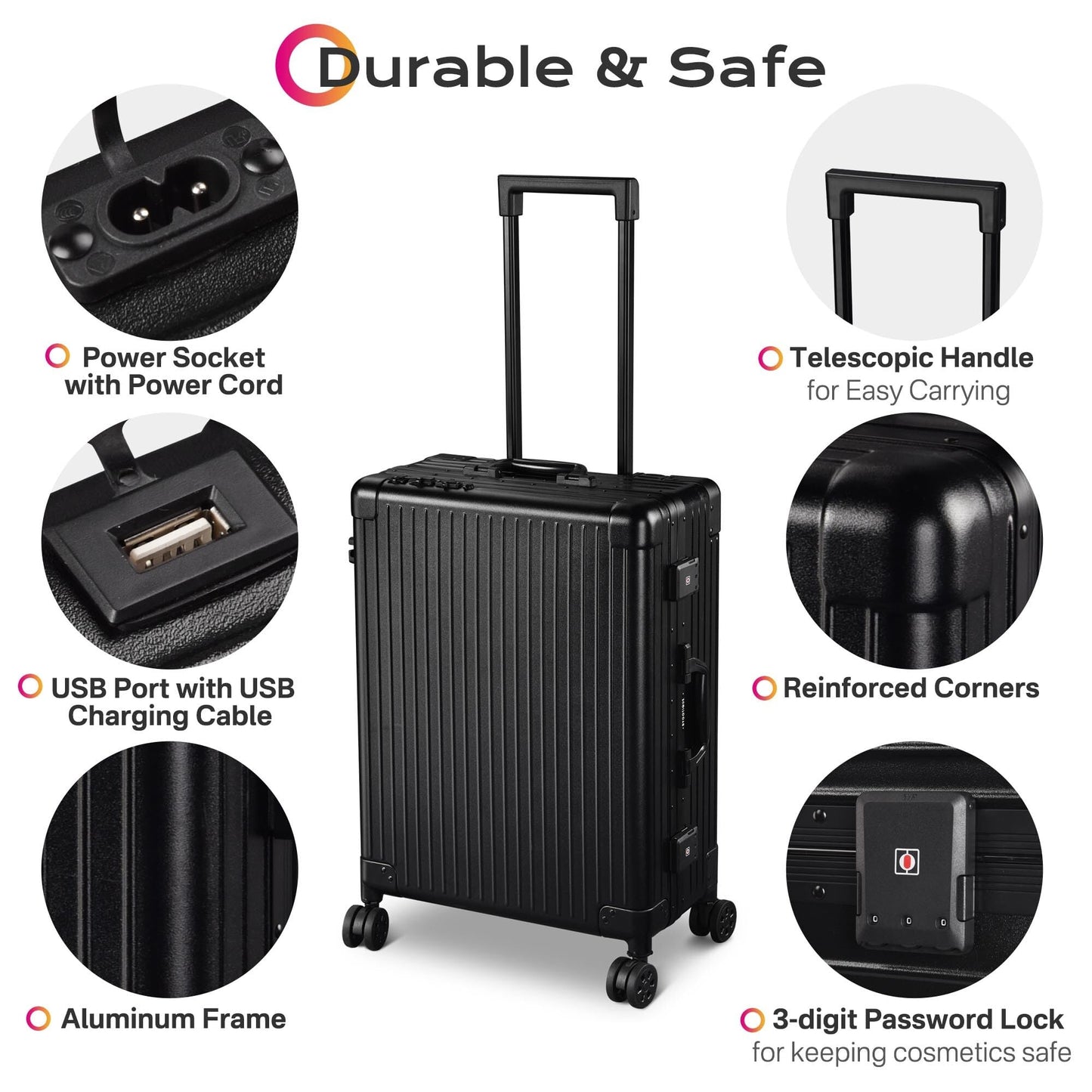 BYOOTIQUE Rolling Makeup Case with LED Lighted Mirror 24 Inch Professional