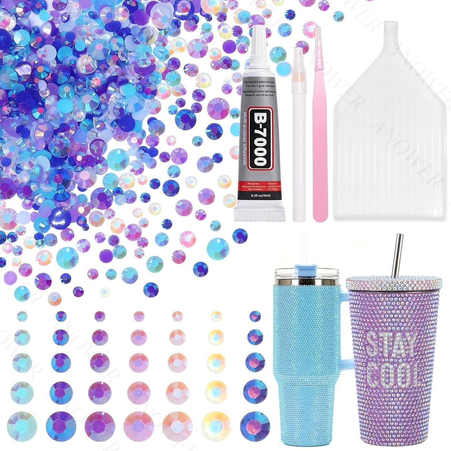 Mixed Light Color Resin Flatback Rhinestones - 16,000 Pcs for Crafting & DIY Projects | 2-6mm Gems for Makeup & Tumblers