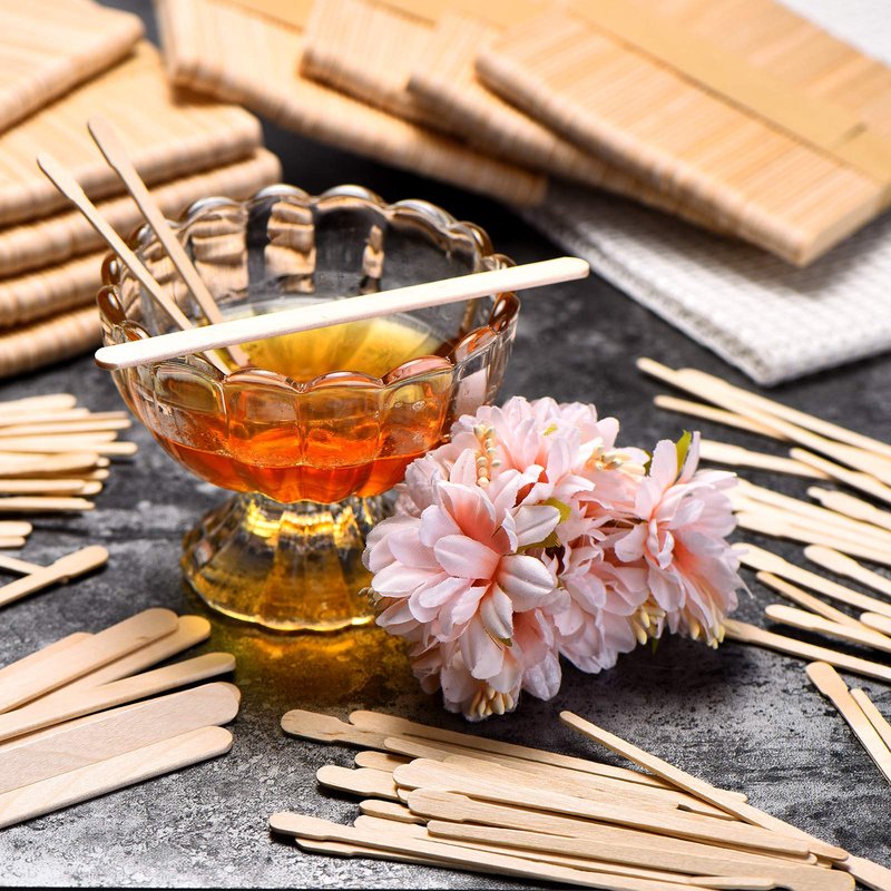 Maitys 1000 Pcs Wooden Wax Sticks Spatula Wax Applicator Sticks Wood Craft Sticks Include 500 Pcs Large Eyebrow Wax Applicator and 500 Pcs Small Wood Waxing Applicator Stick for Body Face Hair Removal