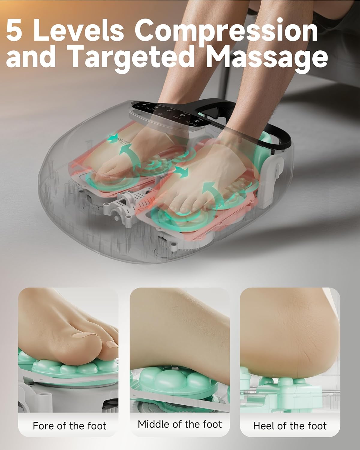 Snailax Shiatsu Foot Massager for Plantar Fasciitis | Heat & Kneading Function, Remote Control, Foot Warmer
