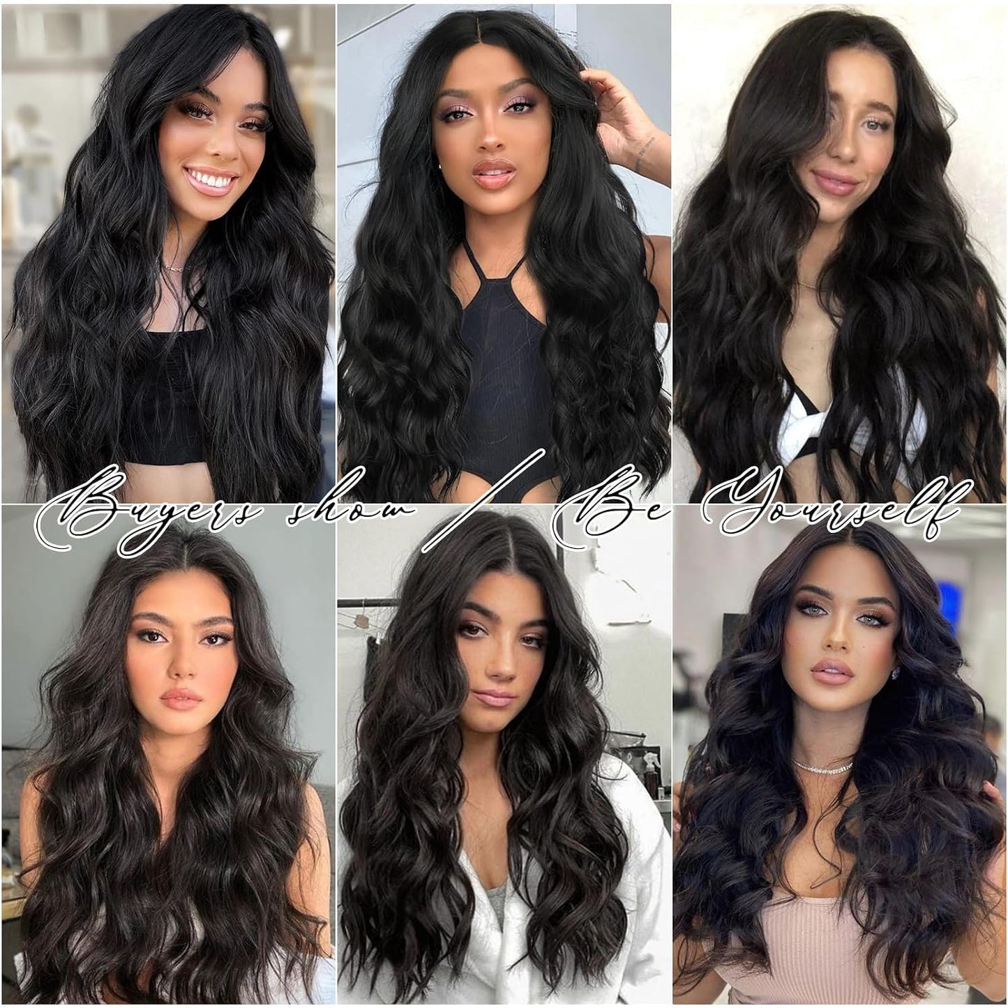 Long Wave Black Wig for Women - 26-Inch Heat Resistant Synthetic Hair | Natural Look for Daily Wear