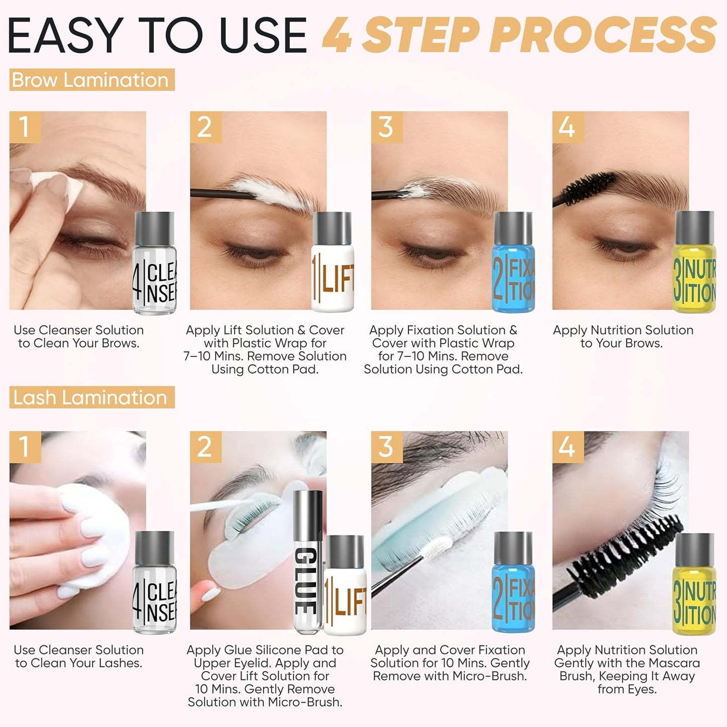 Lash & Eyebrow Lamination Kit - 2-in-1 Professional Brow & Lash Treatment | Fuller Brows & Lifted Lashes Up to 8 Weeks