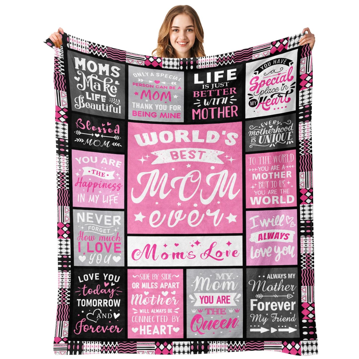 PVDSAVE Mom Birthday Gifts from Daughter, Best Mom Ever Blanket 50"x60"