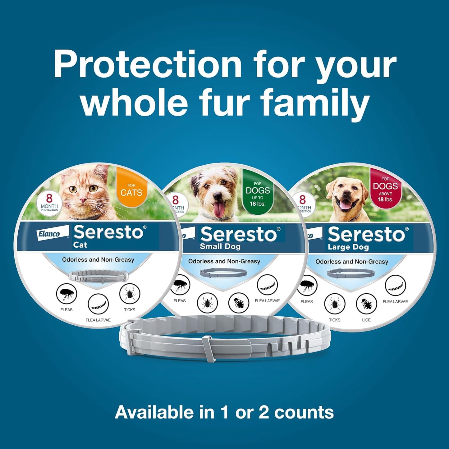Seresto Flea & Tick Collar for Dogs Over 18 lbs - Vet-Recommended | 8-Month Treatment & Prevention