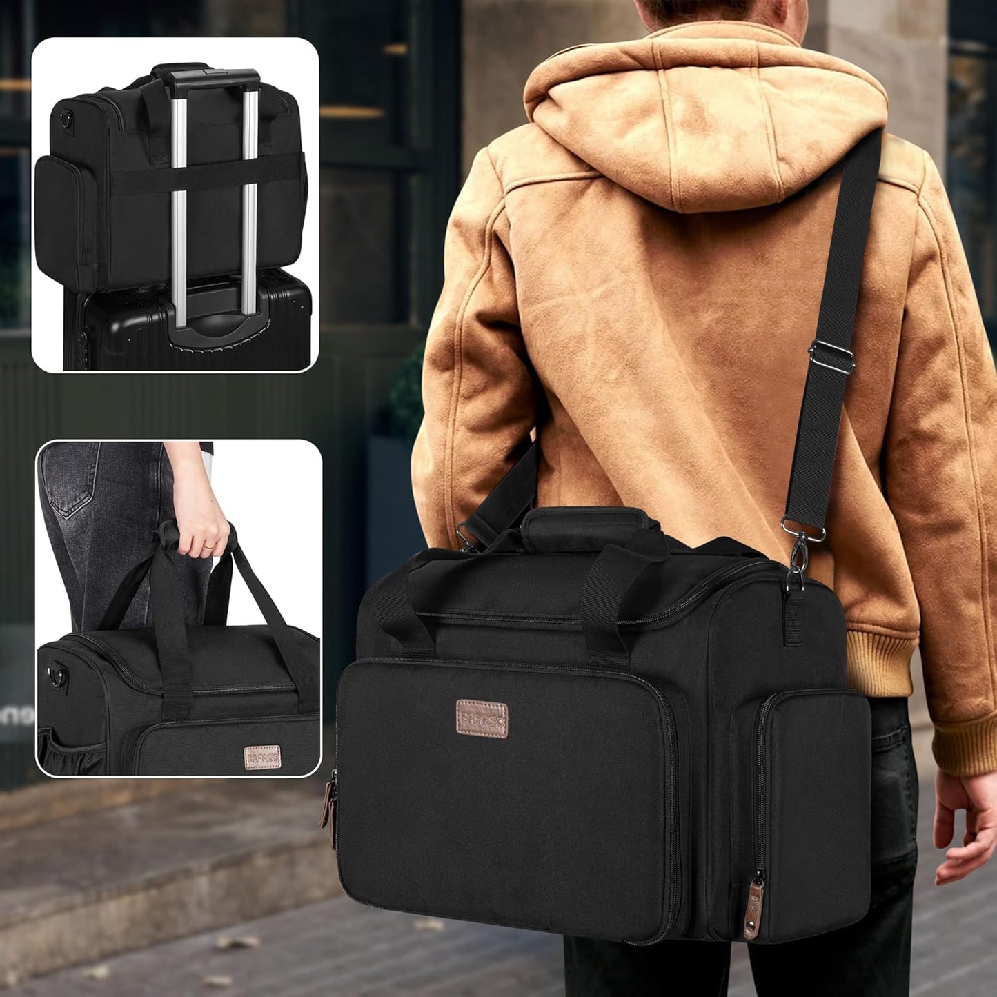 Large Insulated Barber Case - Hairstylist Travel Bag with Detachable Divider & 2 Removable Pouches | Black