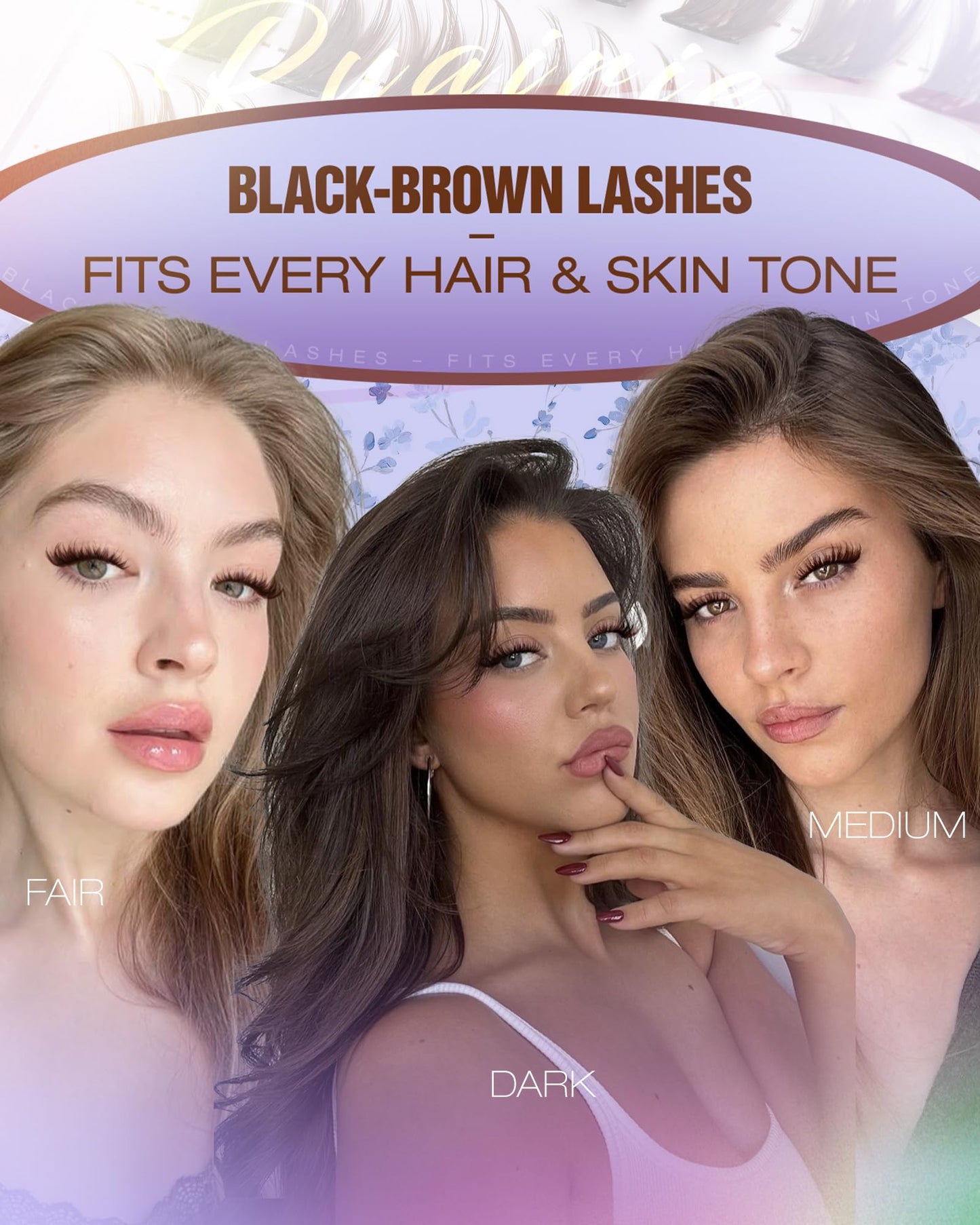 Black Brown Lash Clusters Wispy Eyelash Clusters Natural Flora Lashes Clusters More 10-14mm Cluster Eyelash Extensions DIY C-Curly Individual Lashes Fluffy Faux Mink Eyelashes Clusters by Ruairie