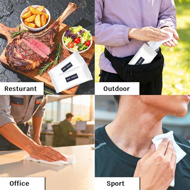 Etenpo 200 Pack Wet Wipes for Hands, Hand Wipes Individually Wrapped, Quick Hand Cleaning, Wet Wipes Travel Restaurant,Party Barbecue, Homeless Care Package