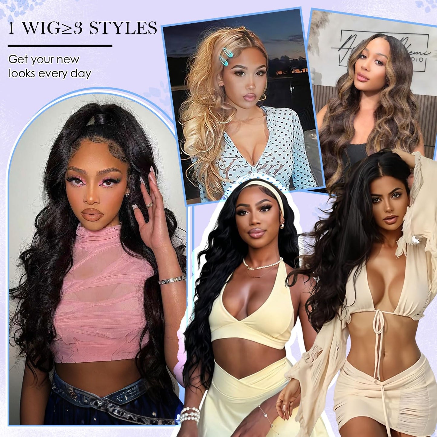 Huirslex 30 Inch Body Wave Lace Front Wigs Human Hair Pre Plucked 13x6 Lace Front Wig Human Hair 200% Density Body Wave Human Hair Wig 12A Body Wave Wig for Women Natural Black