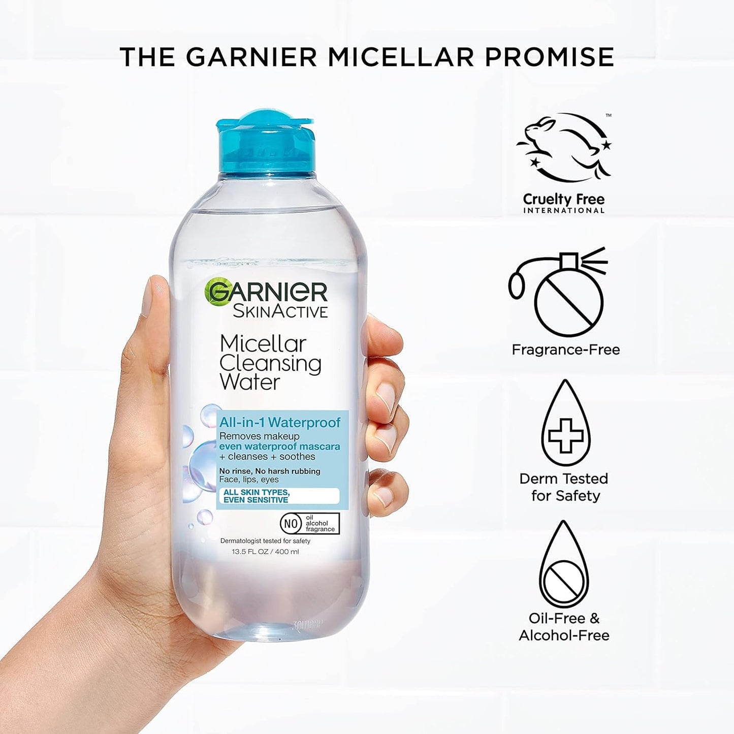 Garnier Micellar Water - Waterproof Makeup Remover & Hydrating Cleanser for Sensitive Skin | 13.5 Fl Oz (400mL), 2 Count