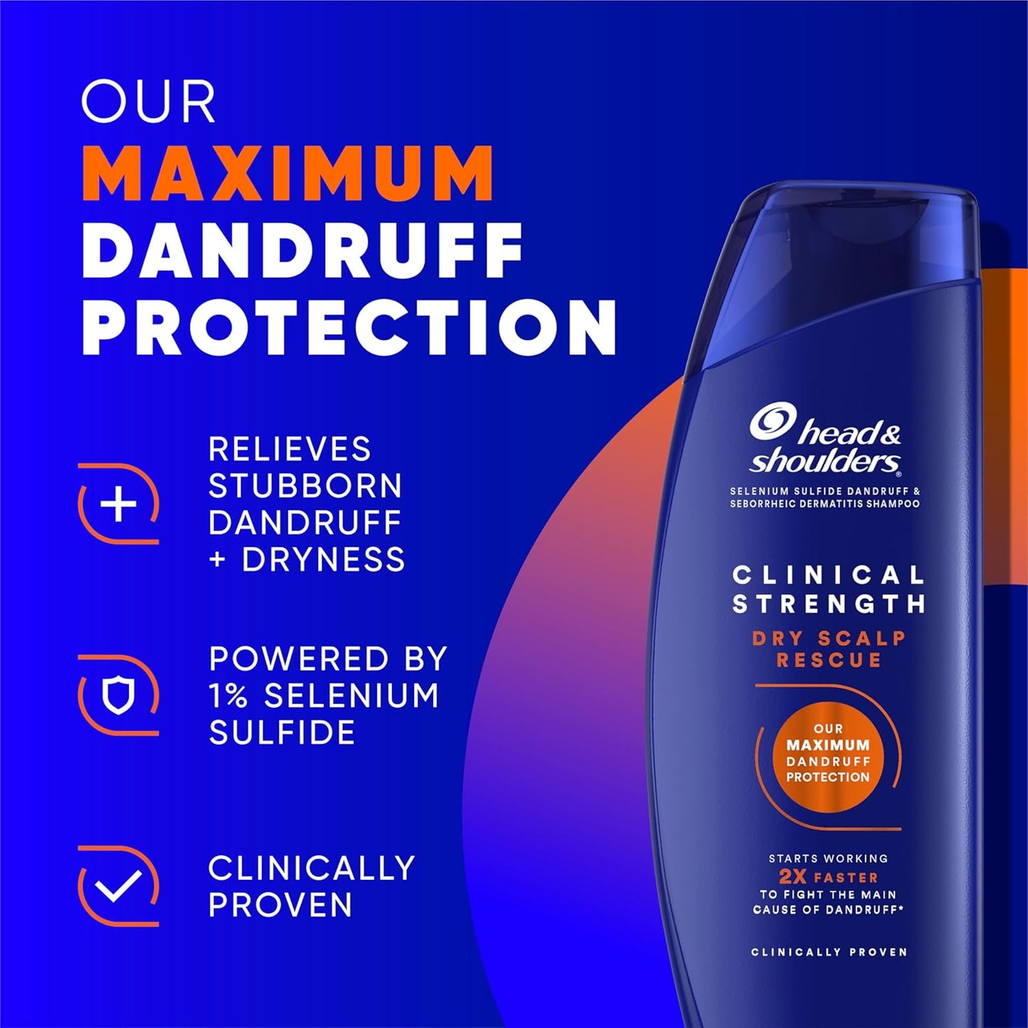 Head & Shoulders Anti-Dandruff Shampoo - Clinical Strength Dry Scalp Rescue, 1% Selenium Sulfide | 13.5 fl oz + Conditioner 9.1 oz