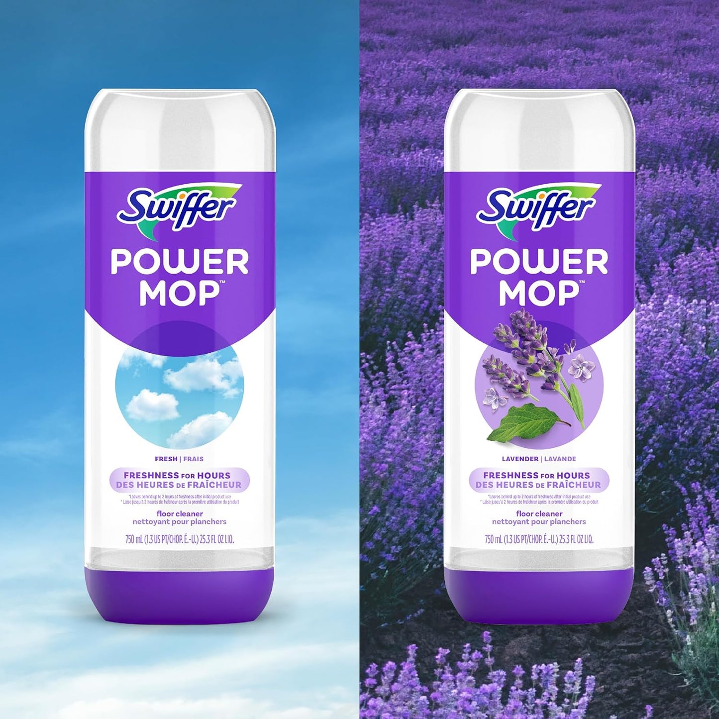 Swiffer PowerMop Liquid Floor Cleaner Refills - Fresh Scent Mopping Solution | 2 Count Multi-Surface Replacement Bottles