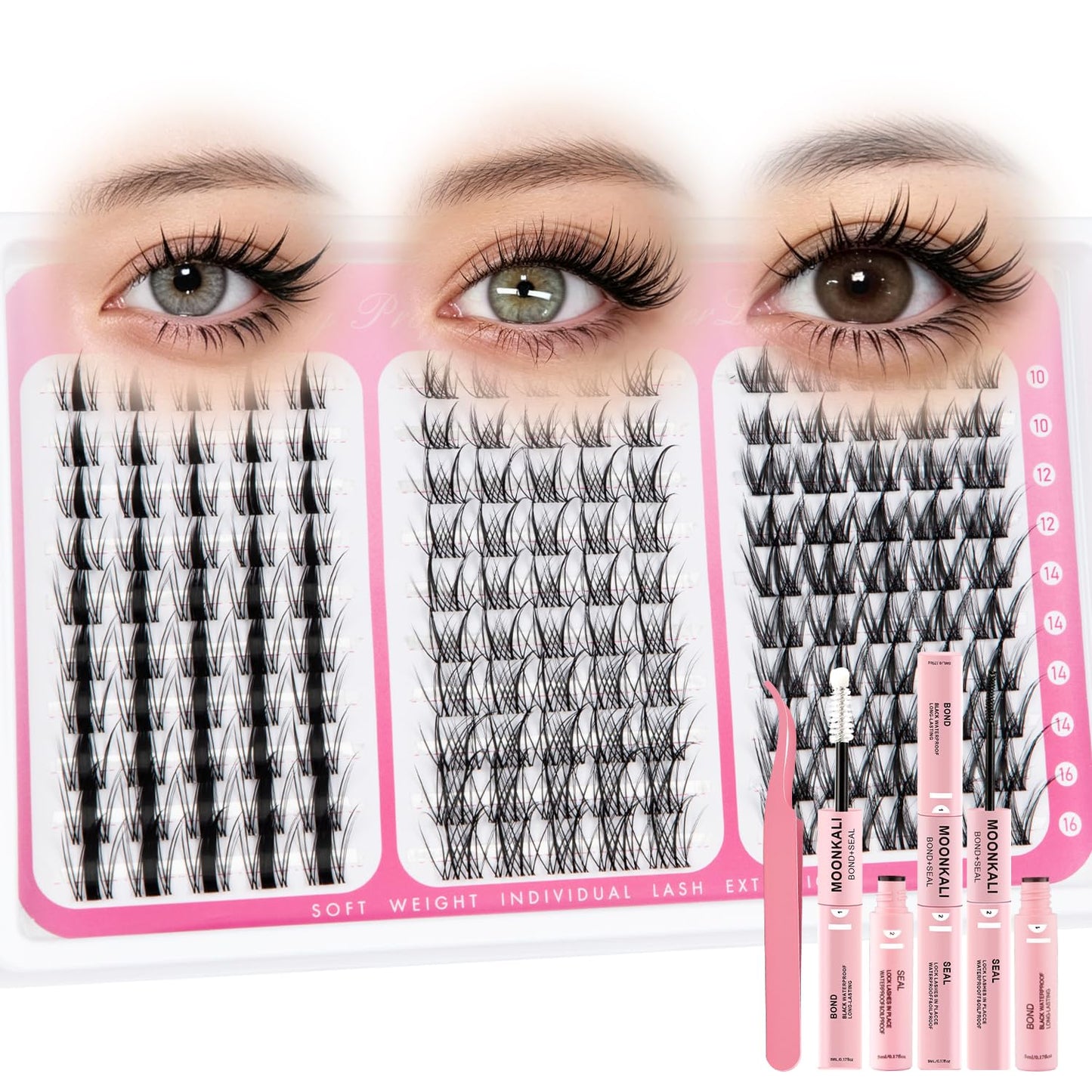 Lash Clusters - 3D Full Eyelash Extensions | Mix of 60D, 80D, 100D, 12-18MM, Waterproof, DIY Fake Mink