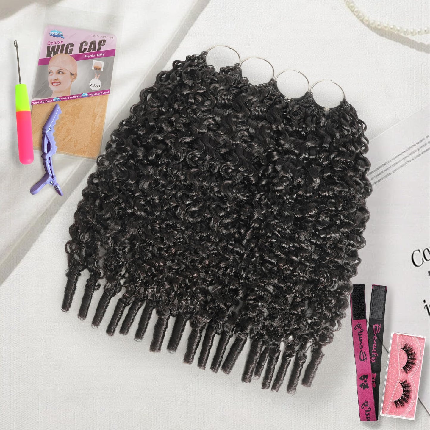 KULYMUWIG Human Crochet Hair for Black Women 18 Inch Burmese Curly Crochet Human Hair Bundles 240g Invisible Miracle Knots Hair Pre-Separated Feather Human Crochet Hair Extensions Natural Black