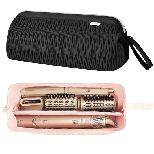 Leudes Dyson Airwrap Travel Case for Shark Hair Dryer Airstraight Flex Style Hair Attachment Tool Organizer Accessories Air Wrap Flat Curling Iron Carrying Case (Black)