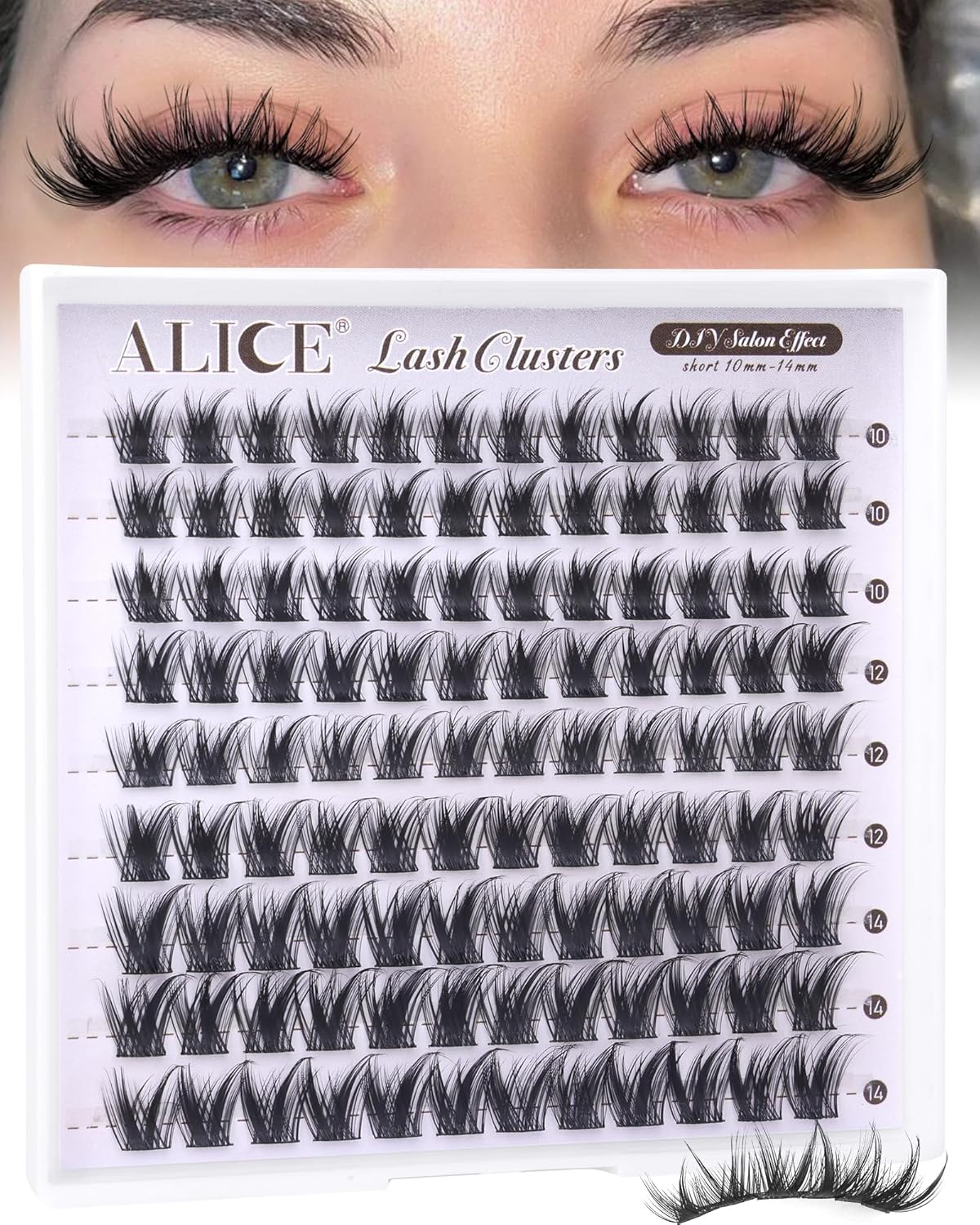 Natural Lash Clusters - Wispy Eyelash Extensions 168pcs | 8-16mm C-Curl, Soft Thin Band for a Natural Look
