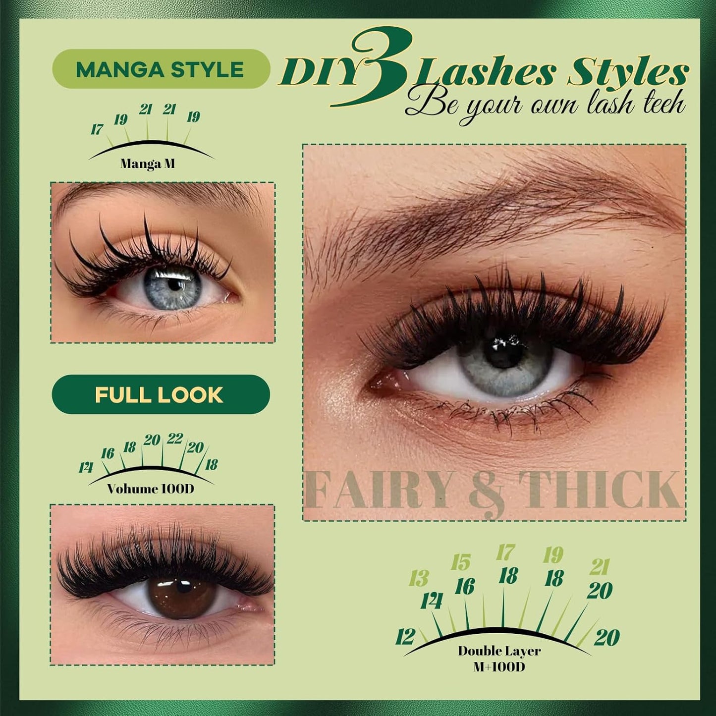 KEYYOU Eyelash Clusters Kit - 280 Pcs 100D Long Volume Lashes | Spiky Extensions 10-18mm Mix