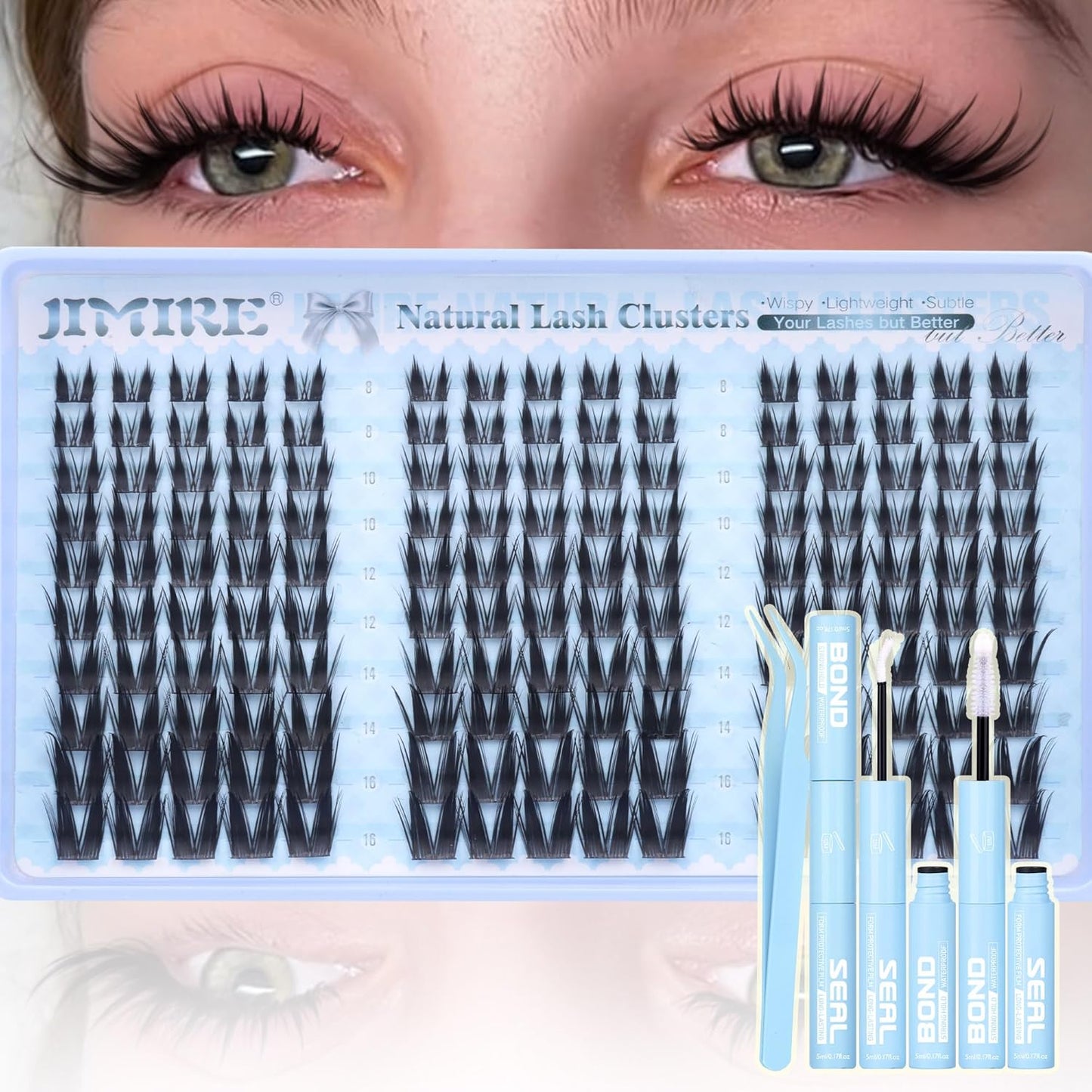 Manga Lash Clusters - Wispy Fluffy Eyelash Extensions | CC Curly 14-18MM, 162 Pcs Pack for DIY Thick Volume