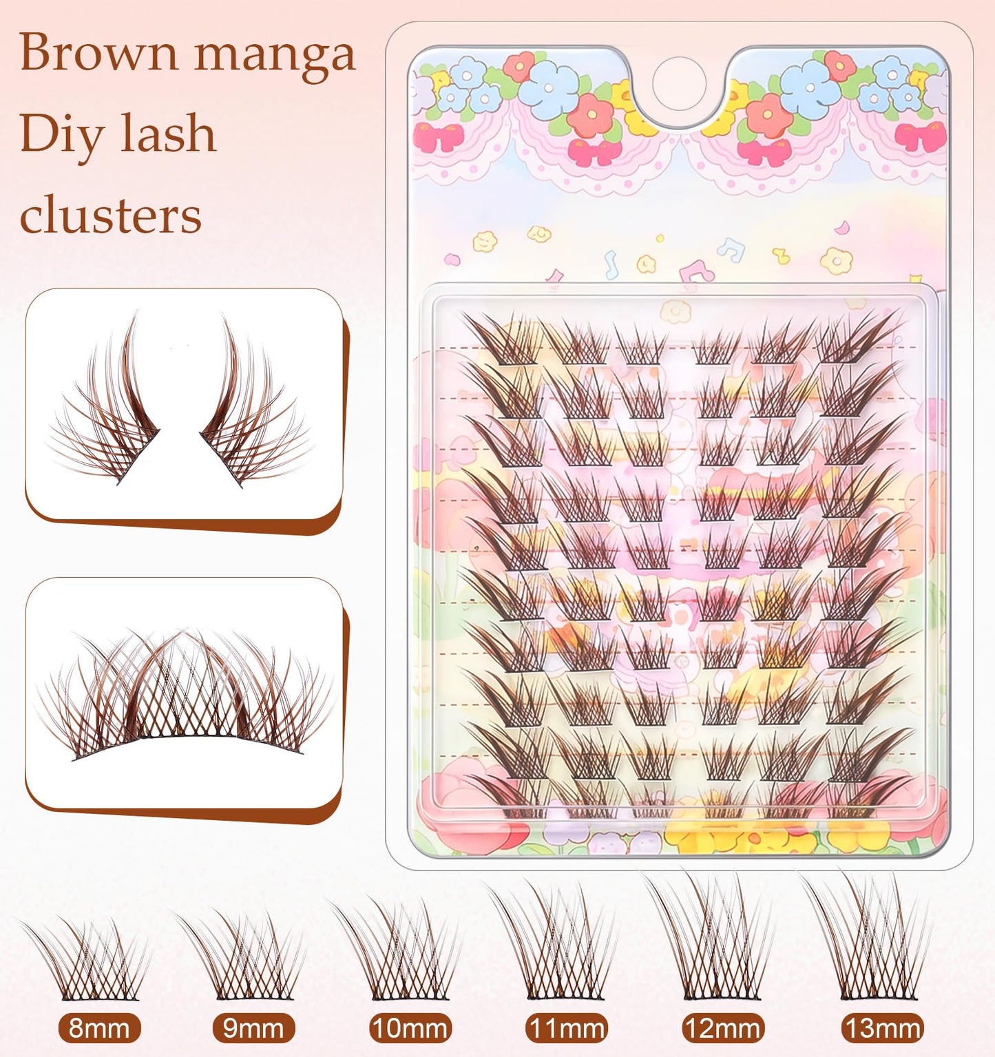 60 Pcs 8-13mm Eyelash Clusters, Manga Lash Clusters C Curl