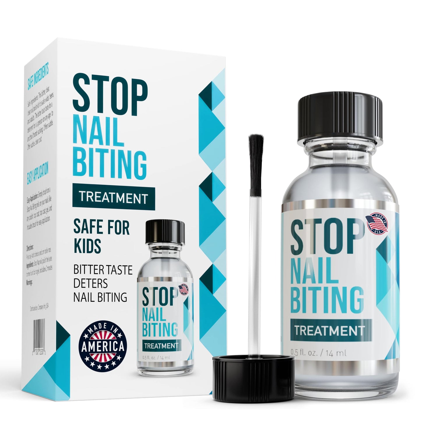 Stop Nail Biting Treatment for Kids & Adults – Bitter Taste No-Bite Nail Polish, Thumb Sucking Deterrent, Non-Toxic Safe Formula, Supports Healthy Nails – 0.5 fl oz