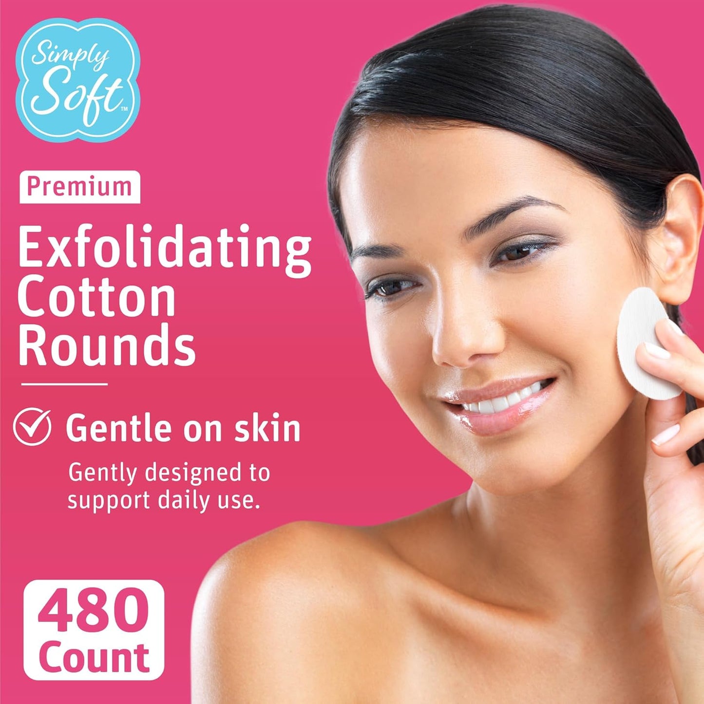 Hypoallergenic Exfoliating Cotton Rounds - Dual Textured Pads | 80 Count (Pack of 6)