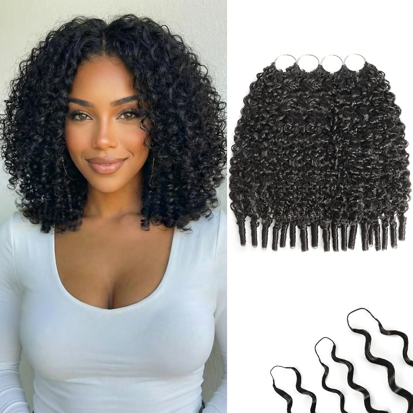 Human Crochet Hair for Black Women - 12 Inch Burmese Curly Extensions | Pre-Separated, Natural Black, 240g